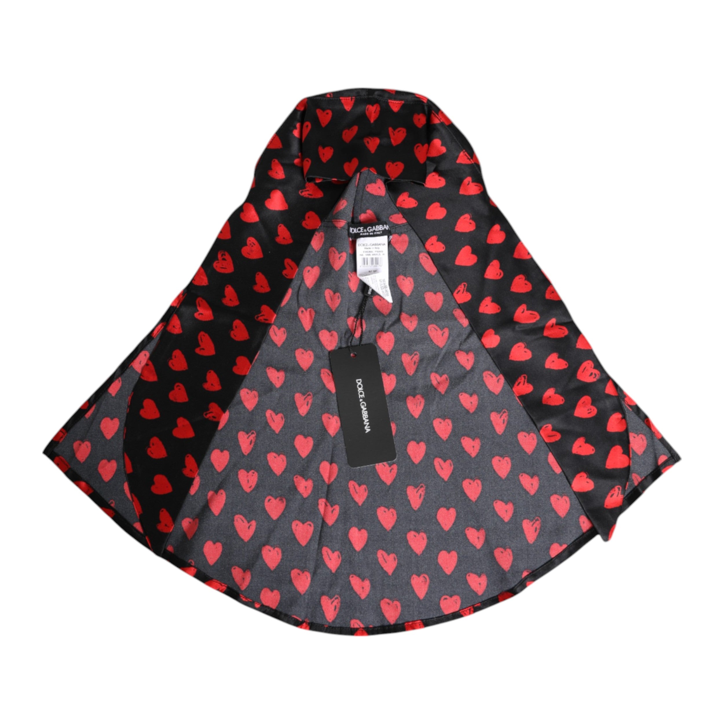 Dolce & Gabbana Black Polyester Red Hearts Hat Glam Steals