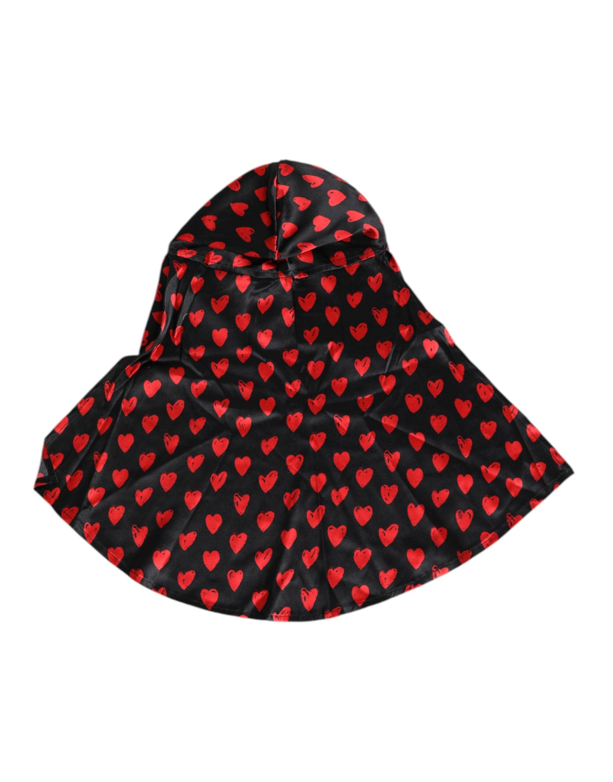 Dolce & Gabbana Black Polyester Red Hearts Hat Glam Steals