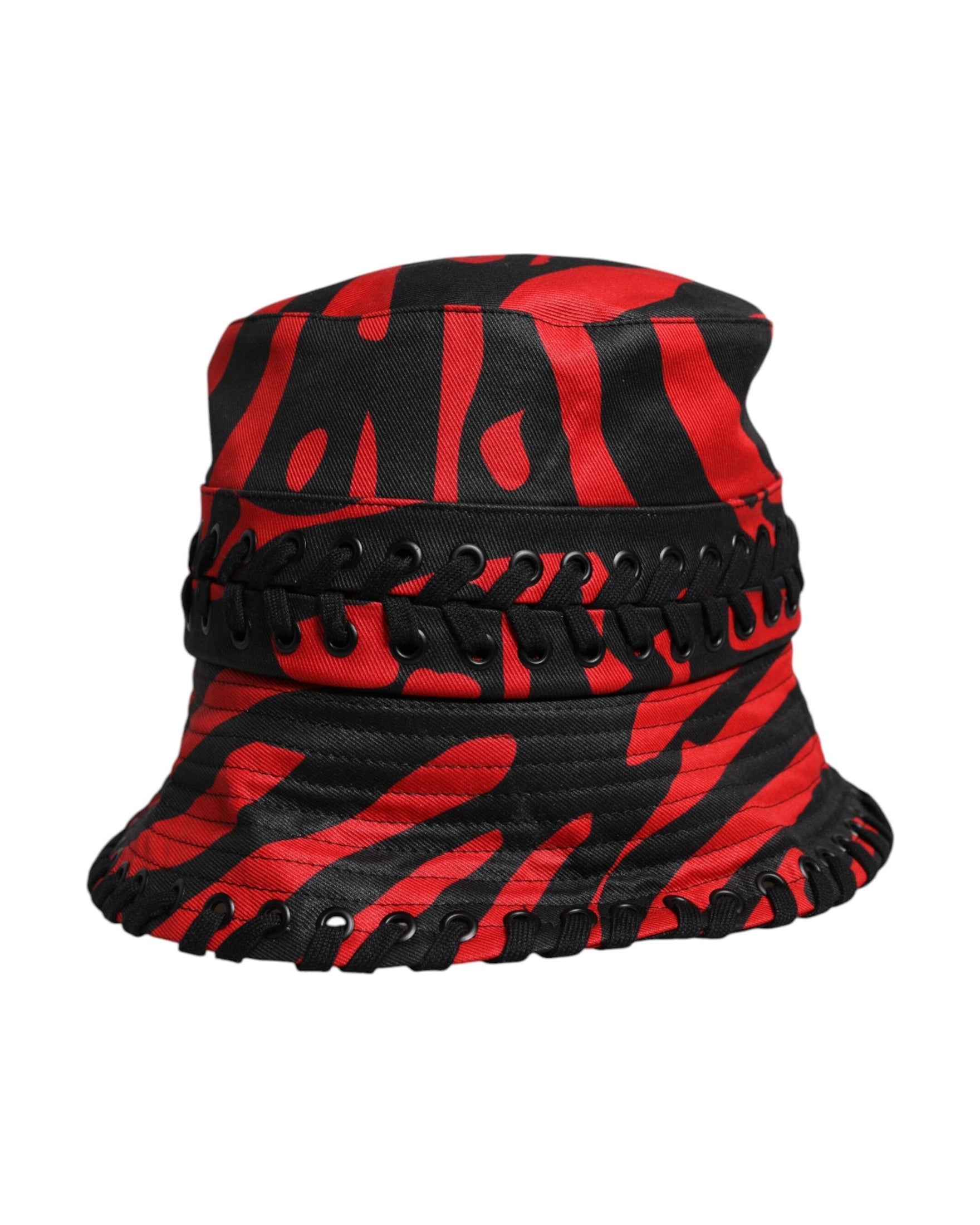 Dolce & Gabbana Black Polyester Red Stripe Wide Brim Bucket Hat Glam Steals