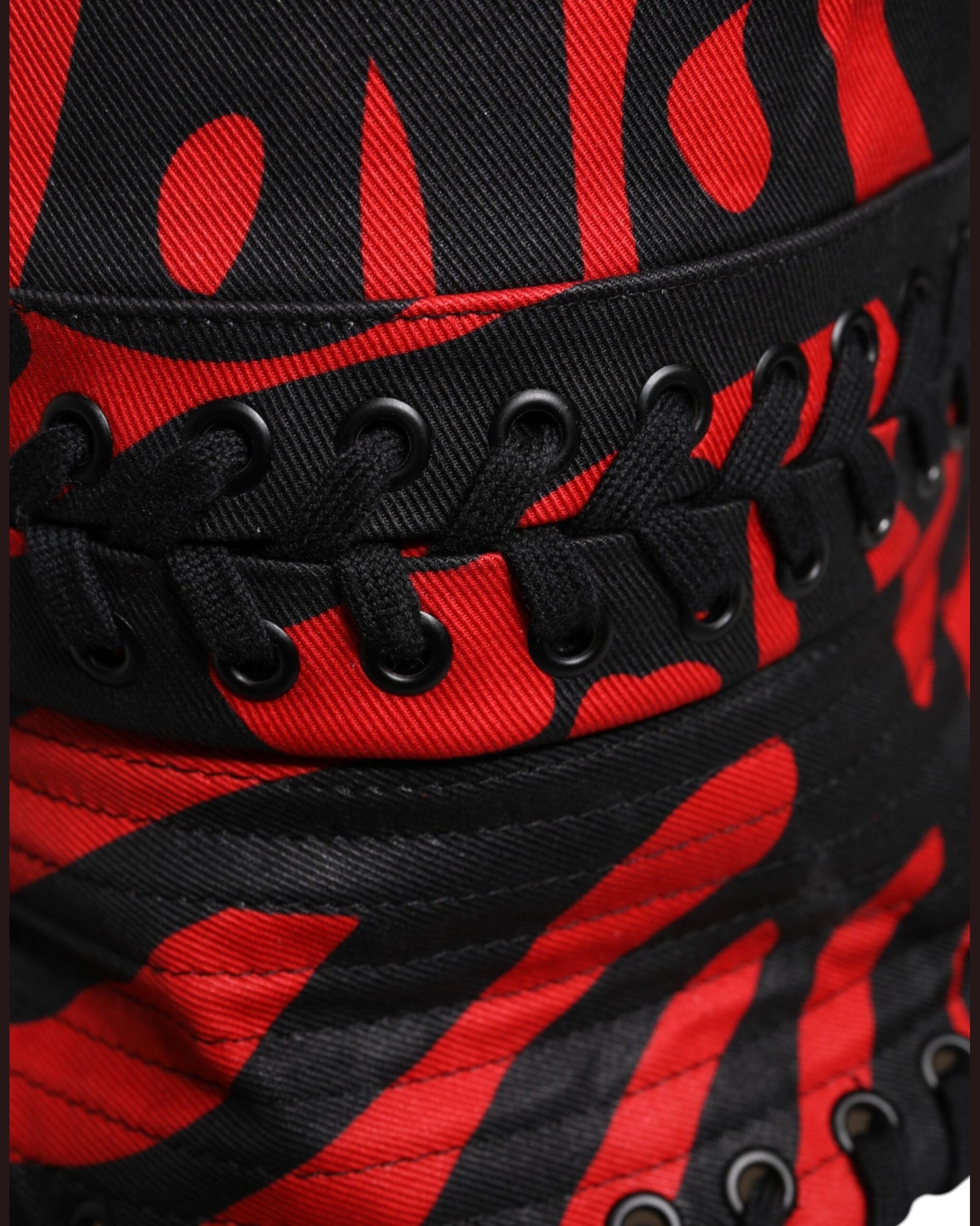 Dolce & Gabbana Black Polyester Red Stripe Wide Brim Bucket Hat Glam Steals