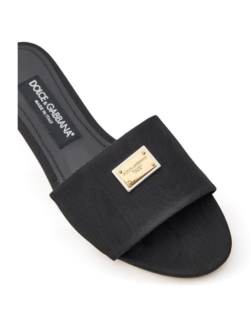 Dolce & Gabbana Black Polyester Slippers Glam Steals