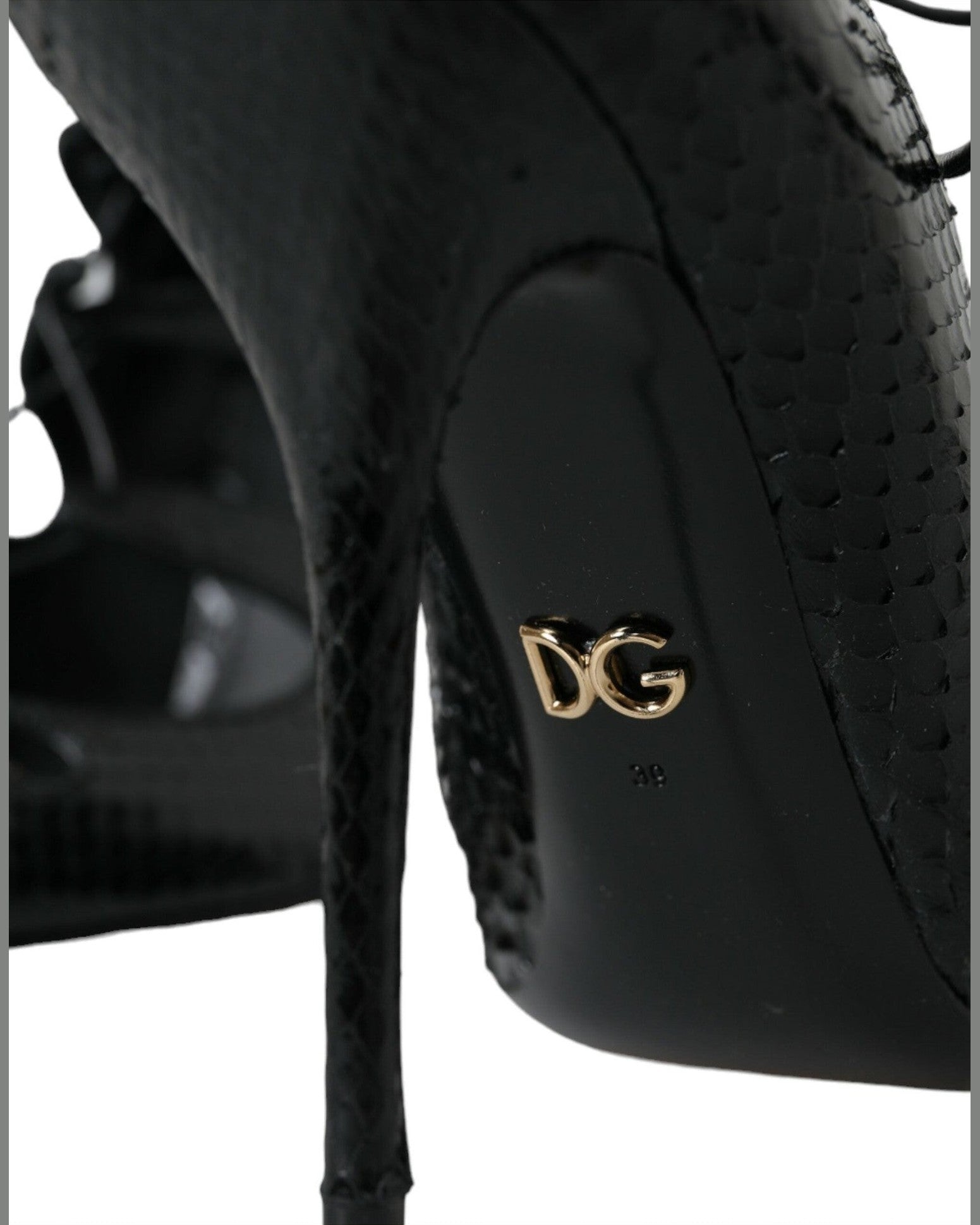 Dolce & Gabbana Black Python Leather Mary Jane Pumps Shoes Heels