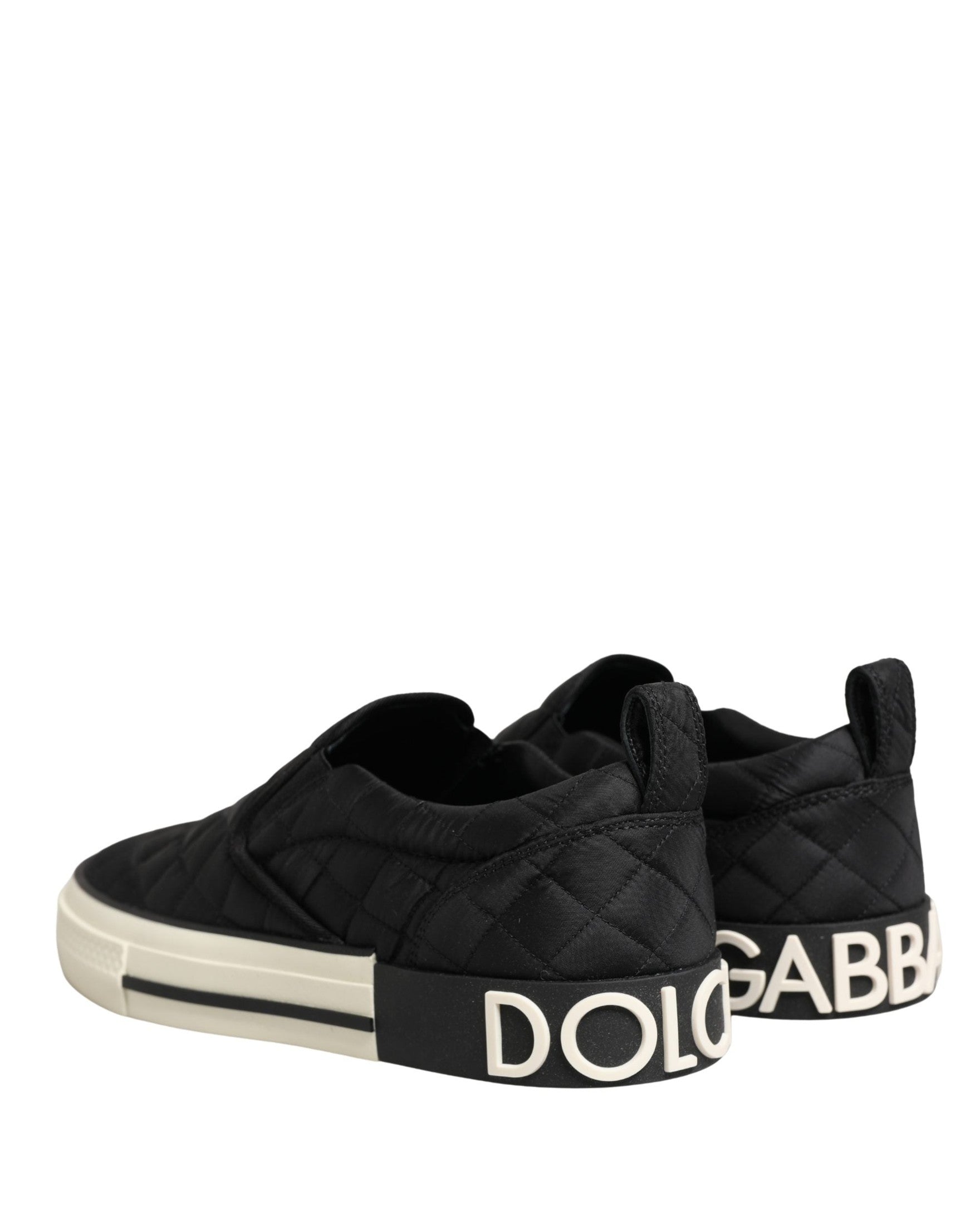 Dolce & Gabbana Black Quilted Slip On Low Top Sneakers Shoes Glam Steals