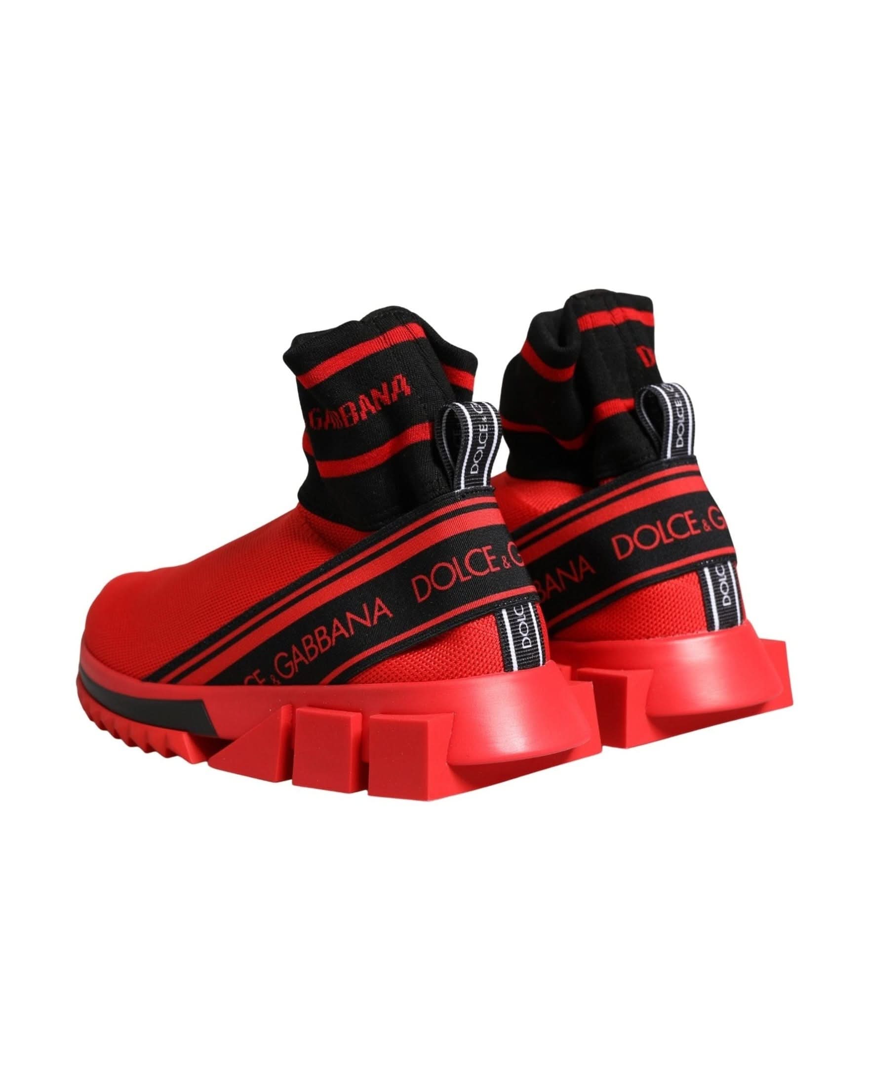 Dolce & Gabbana Black Red Sorrento Socks Sneakers Shoes
