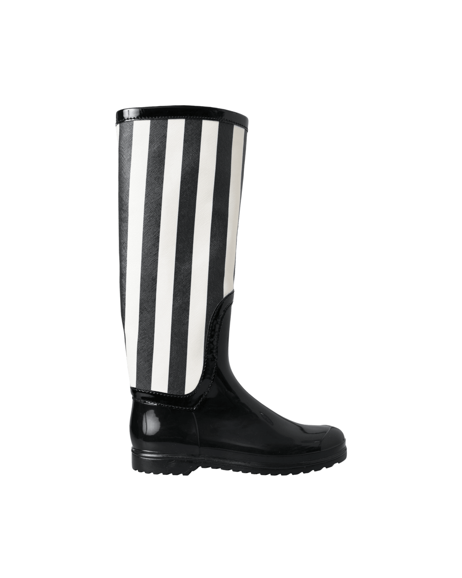 Dolce & Black Gabbana Rubber Knee High Flat Boots Shoes Glam Steals