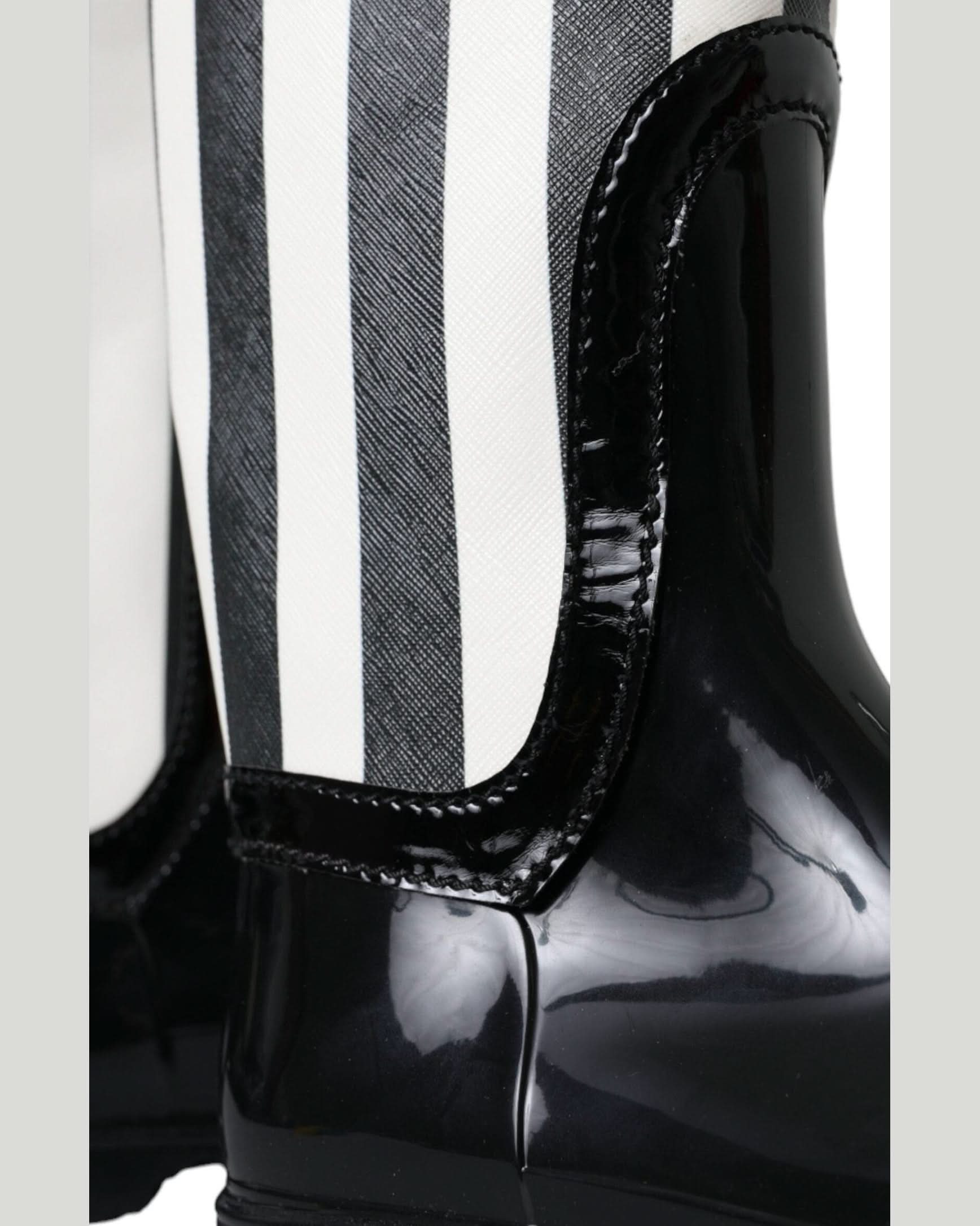 Dolce & Gabbana Black Rubber Knee High Flat Boots Shoes Boots