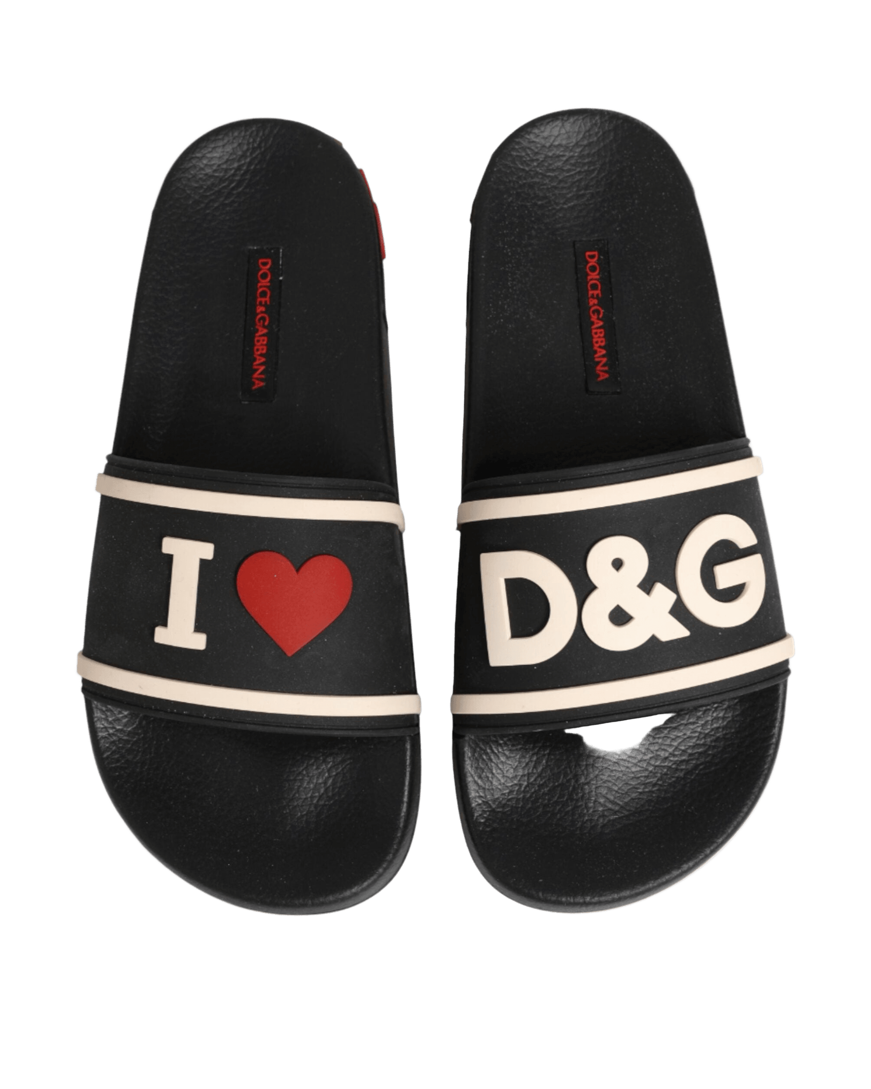 Dolce & Gabbana Black Rubber Slides Sandals Beachwear Shoes Sandals