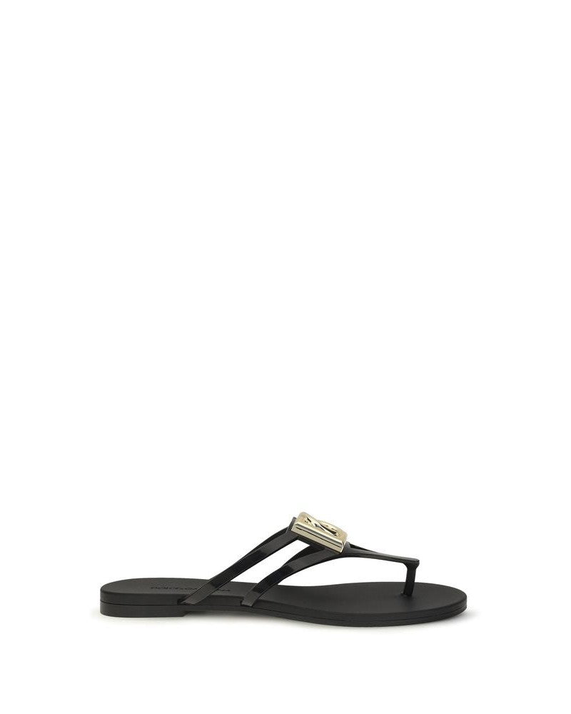 Dolce & Gabbana Black Rubber Strap Sandals Glam Steals