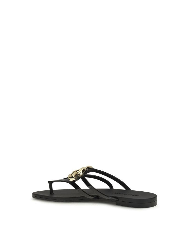 Dolce & Gabbana Black Rubber Strap Sandals Glam Steals