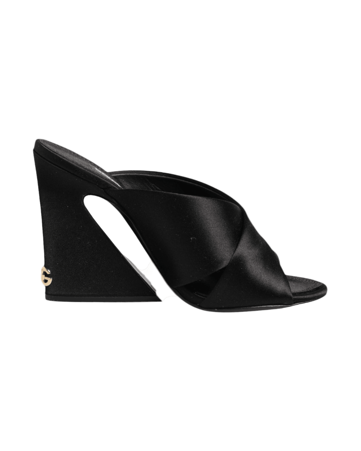 Dolce & Gabbana Black Satin Logo Keira Slides Sandals Shoes Glam Steals