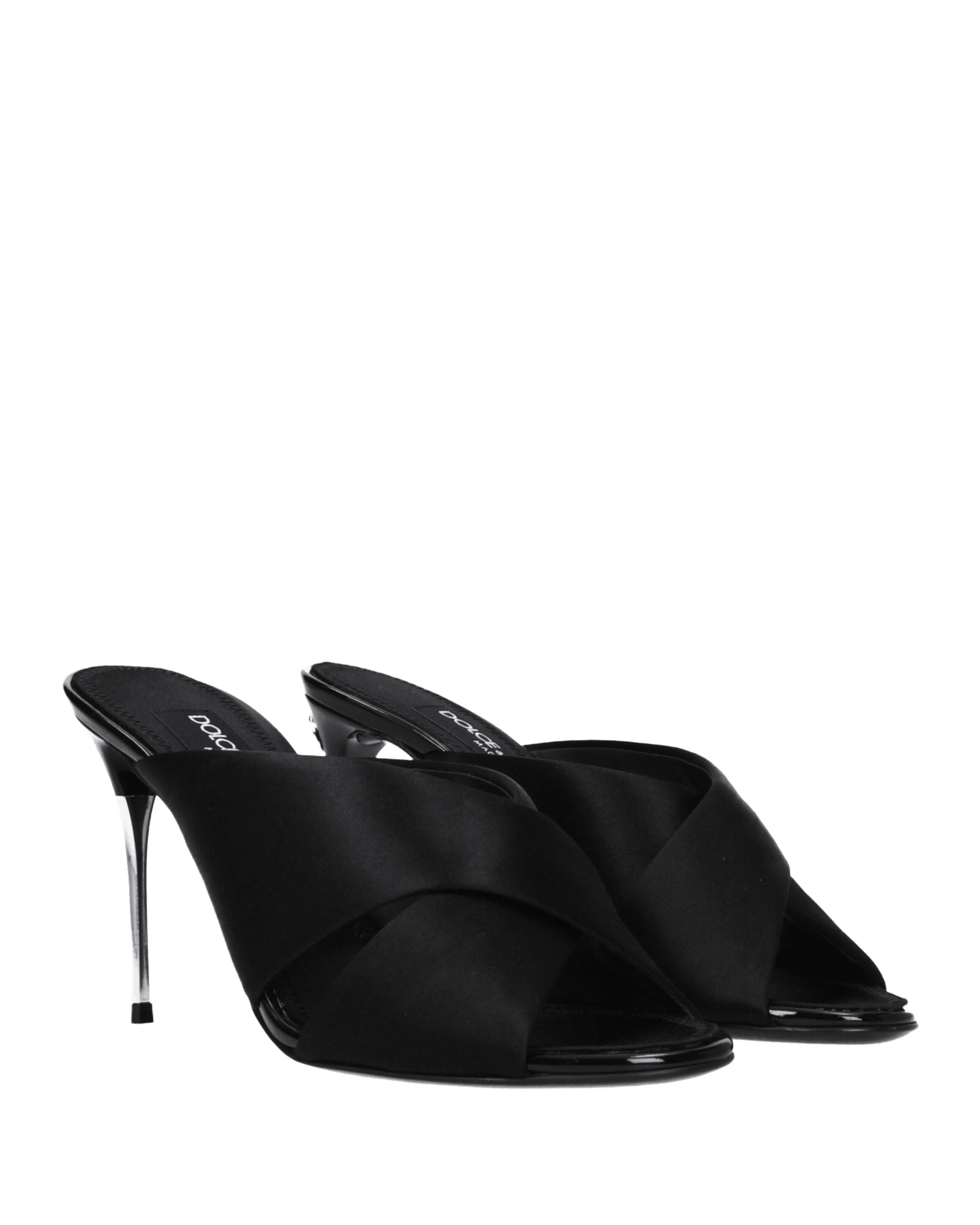 Dolce & Gabbana Black Satin And Stiletto Heels Sandals Heels
