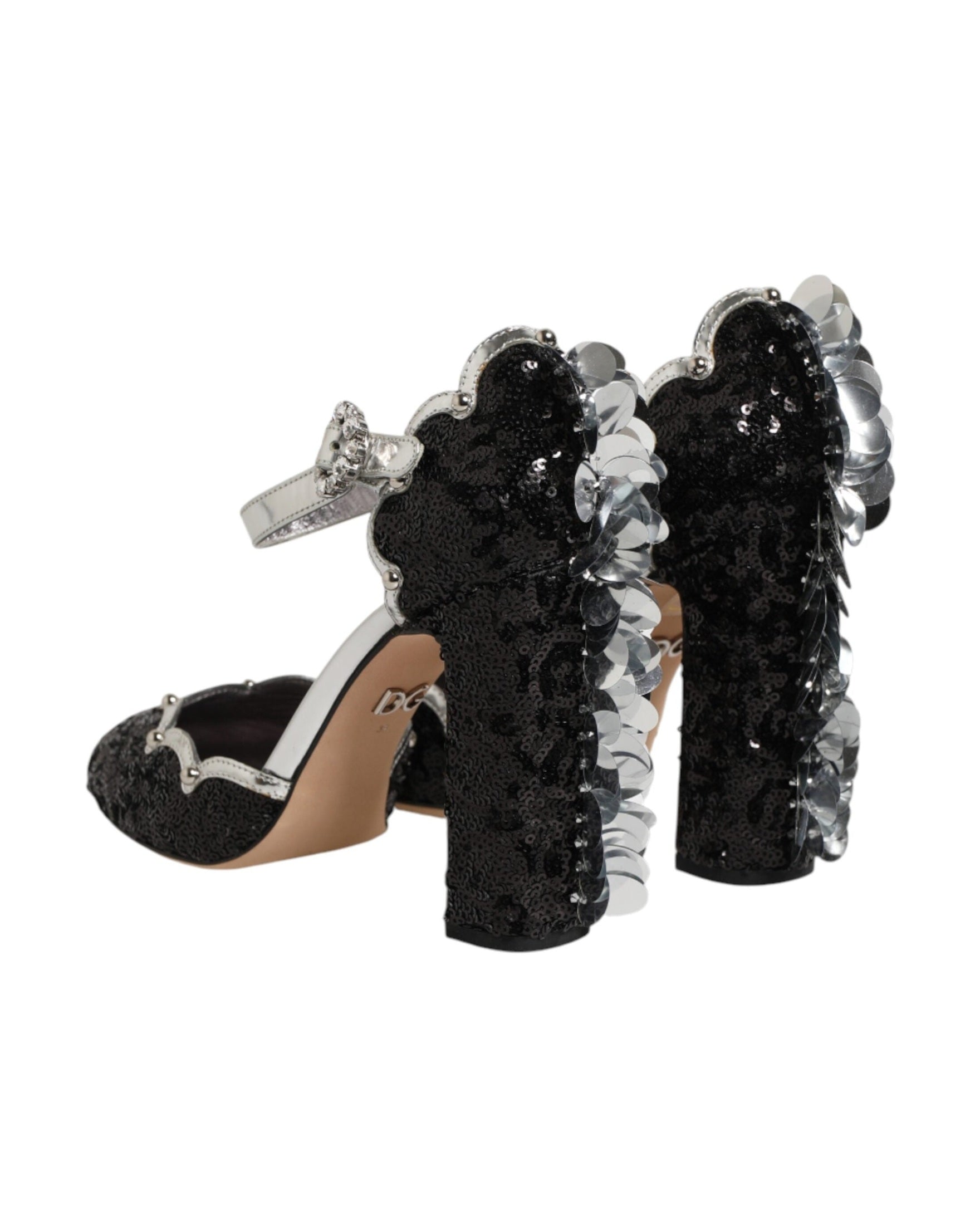 Dolce & Gabbana Black Sequined Ankle Strap Sandals Glam Steals