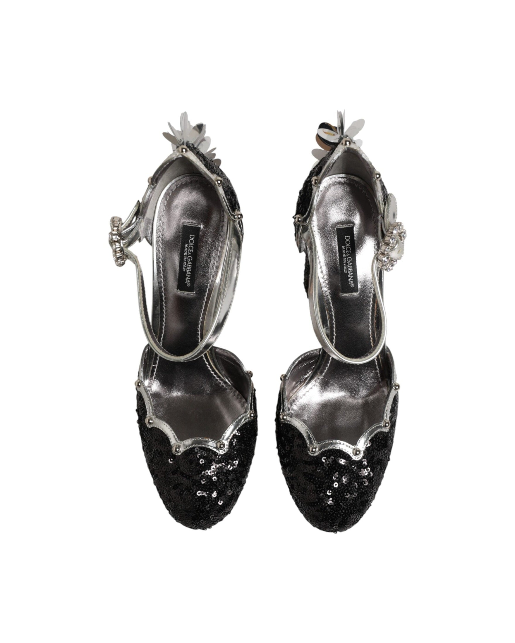 Dolce & Gabbana Black Sequined Ankle Strap Sandals Glam Steals