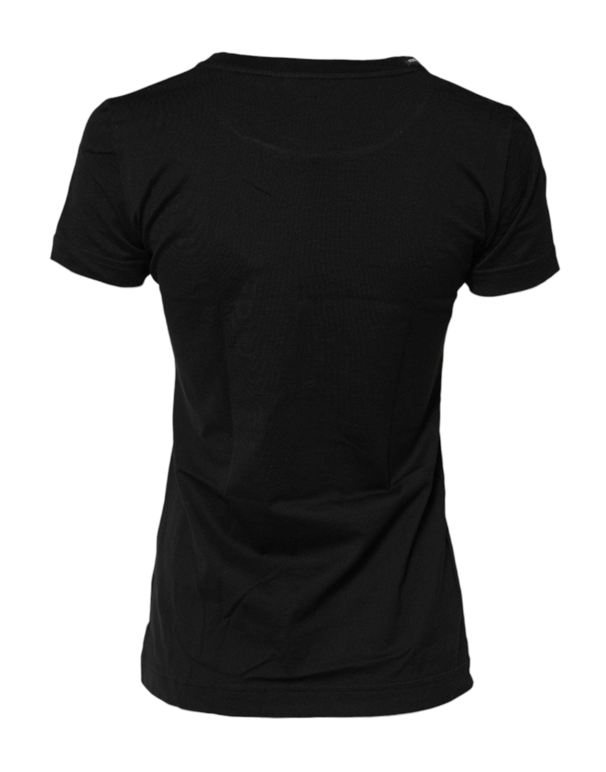 Dolce & Gabbana Black Short Sleeves Crew Neck Top T-Shirt Glam Steals