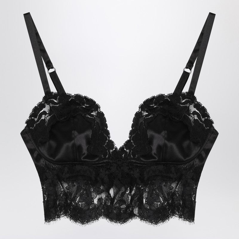 Dolce & Gabbana Black Silk Bralette Top in Satin Lace Glam Steals