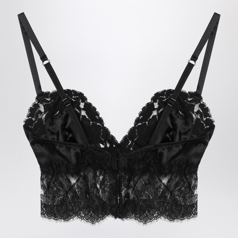 Dolce & Gabbana Black Silk Bralette Top in Satin Lace Glam Steals
