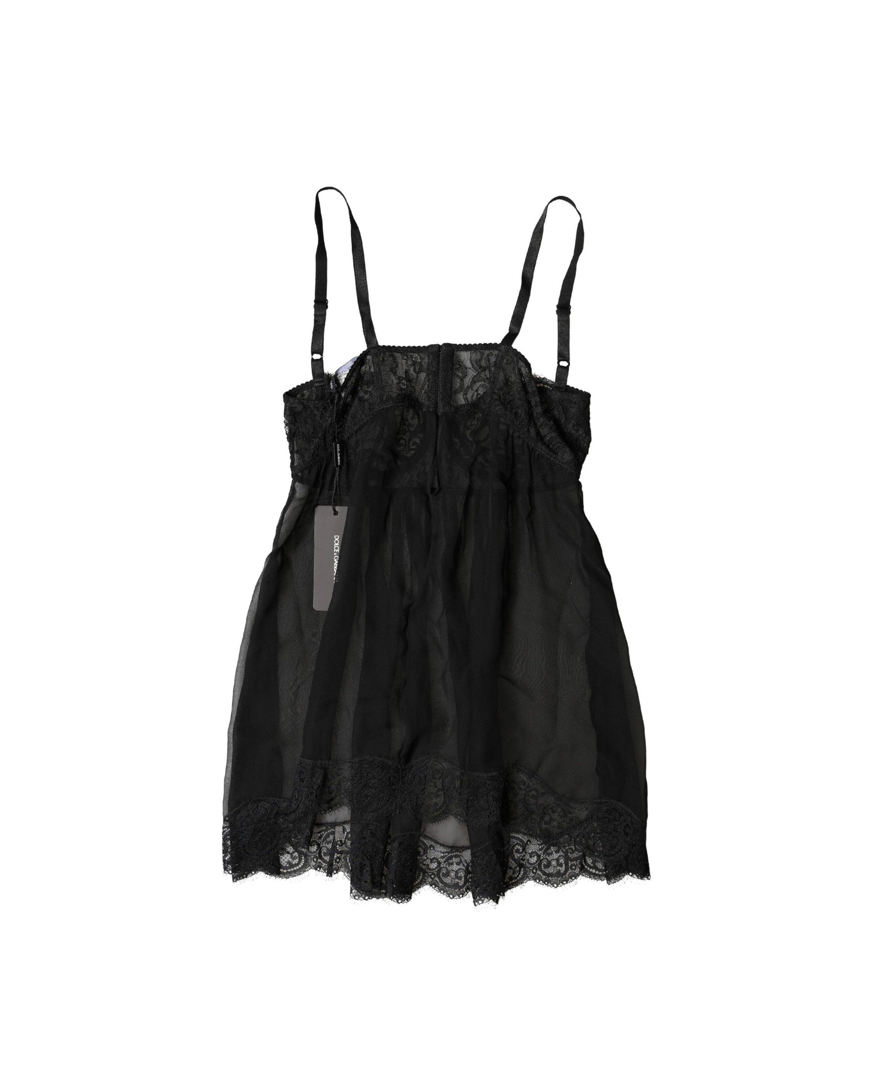 Dolce & Gabbana Black Silk Floral Lace Camisole Top