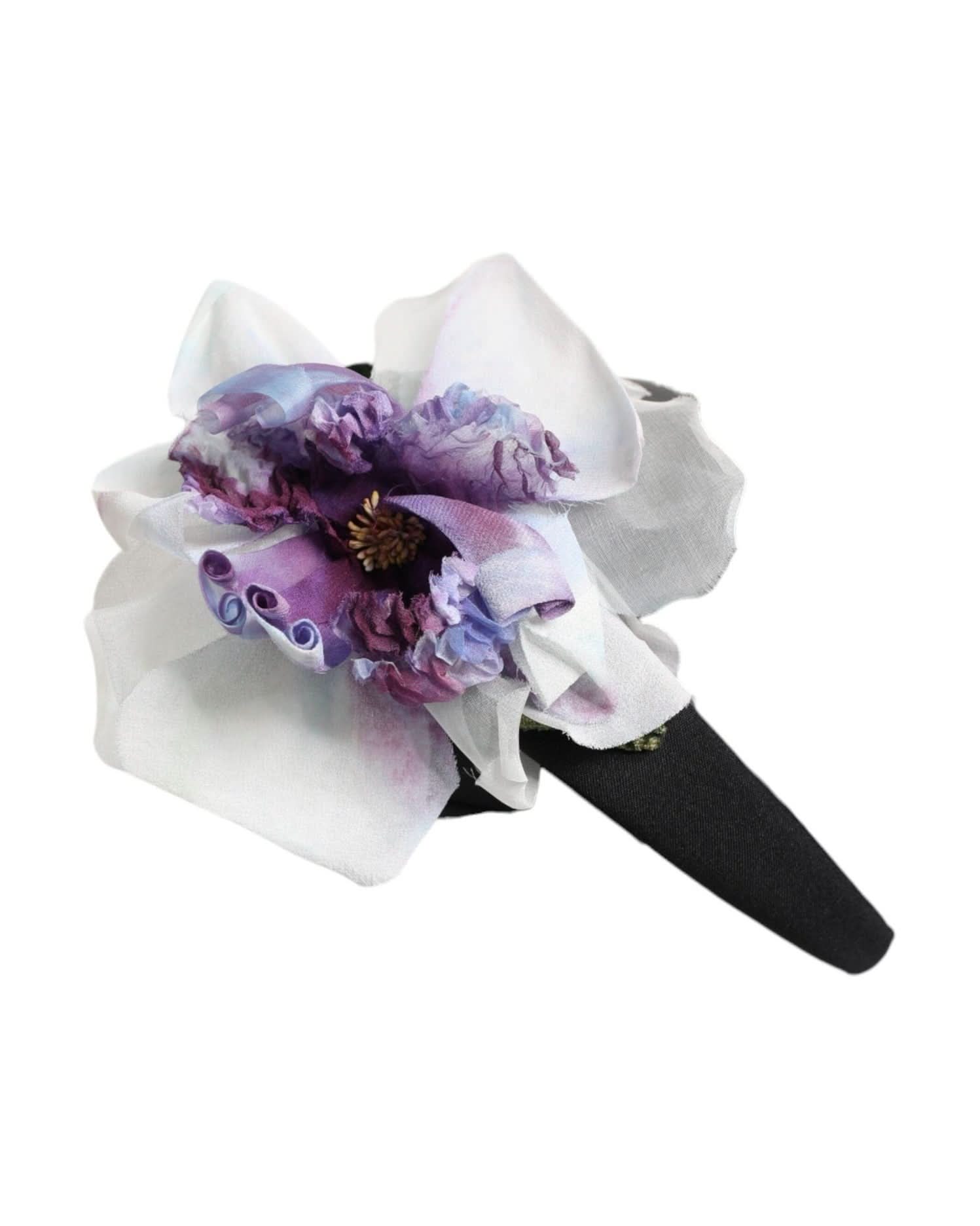 Dolce & Gabbana Black Silk Floral Appliqué Accessory Headband Headbands