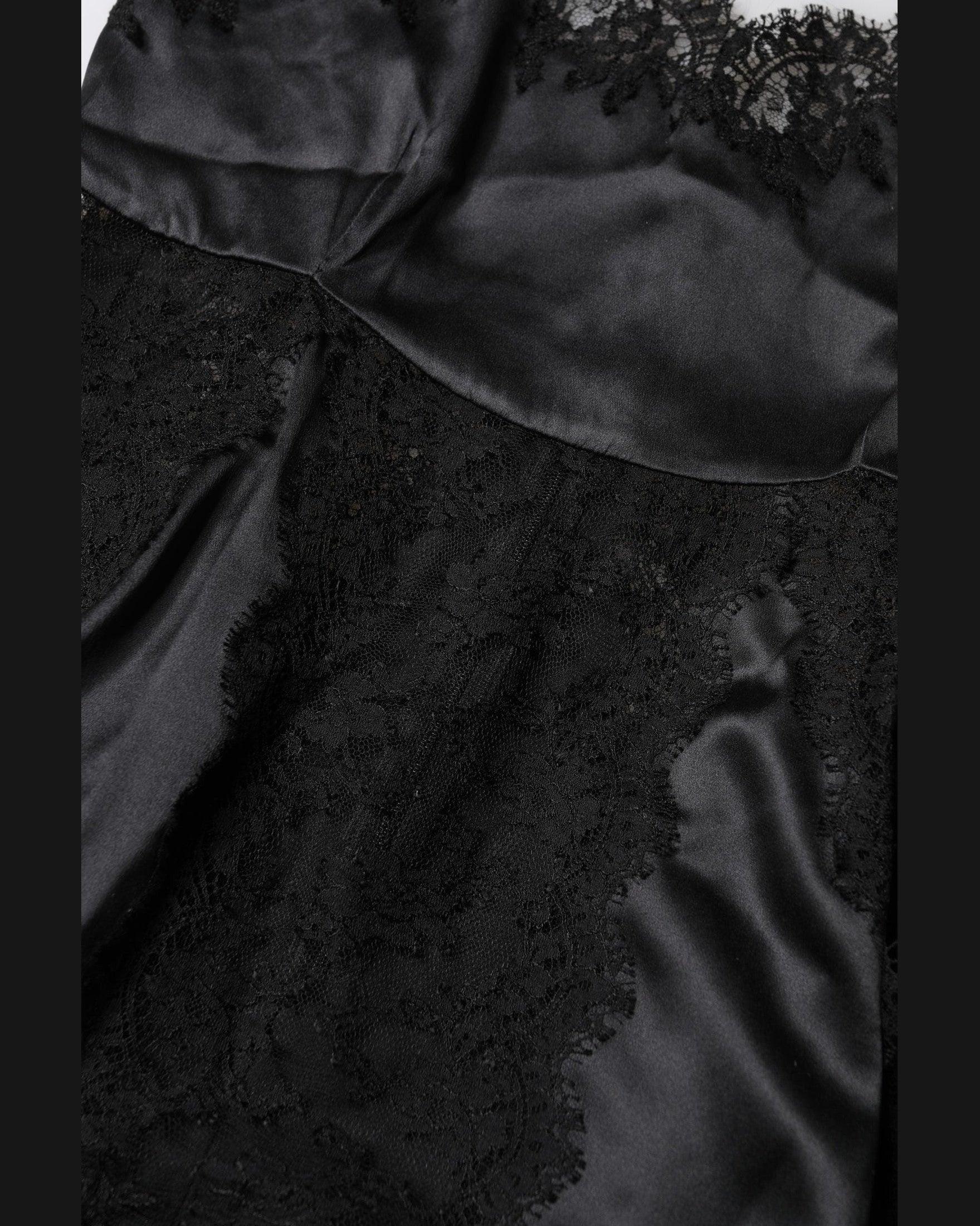 Dolce & Gabbana Black Silk Lace Trim Lingerie Camisole