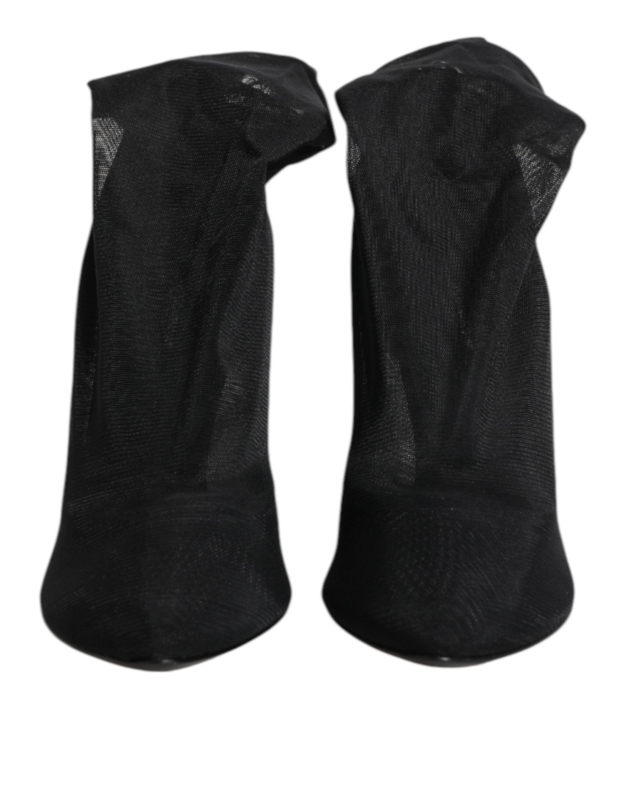 Dolce & Gabbana Black Silk Stretch Mesh Sock Boots Shoes Glam Steals