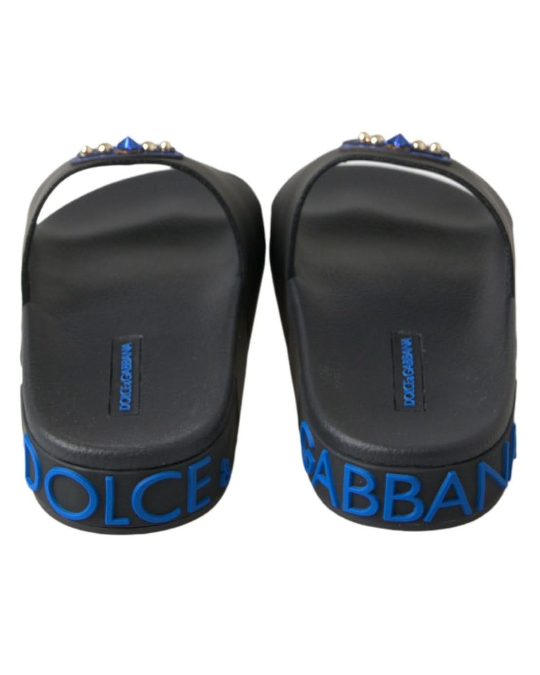 Dolce & Gabbana Black Slides Sandals Beach Saint Barth Shoes Flats