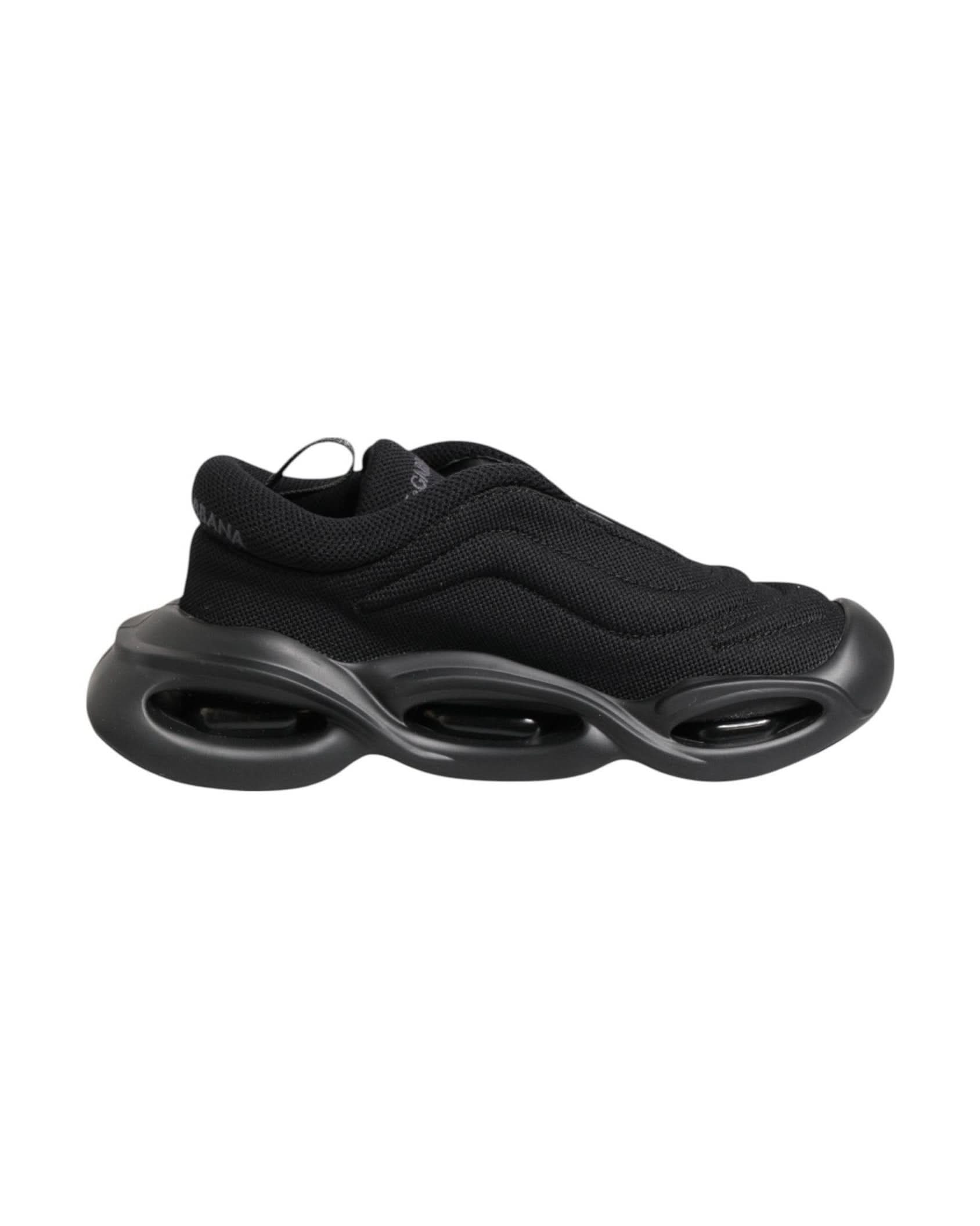 Dolce & Gabbana Black Slip On Low Top Wave Sneakers Shoes