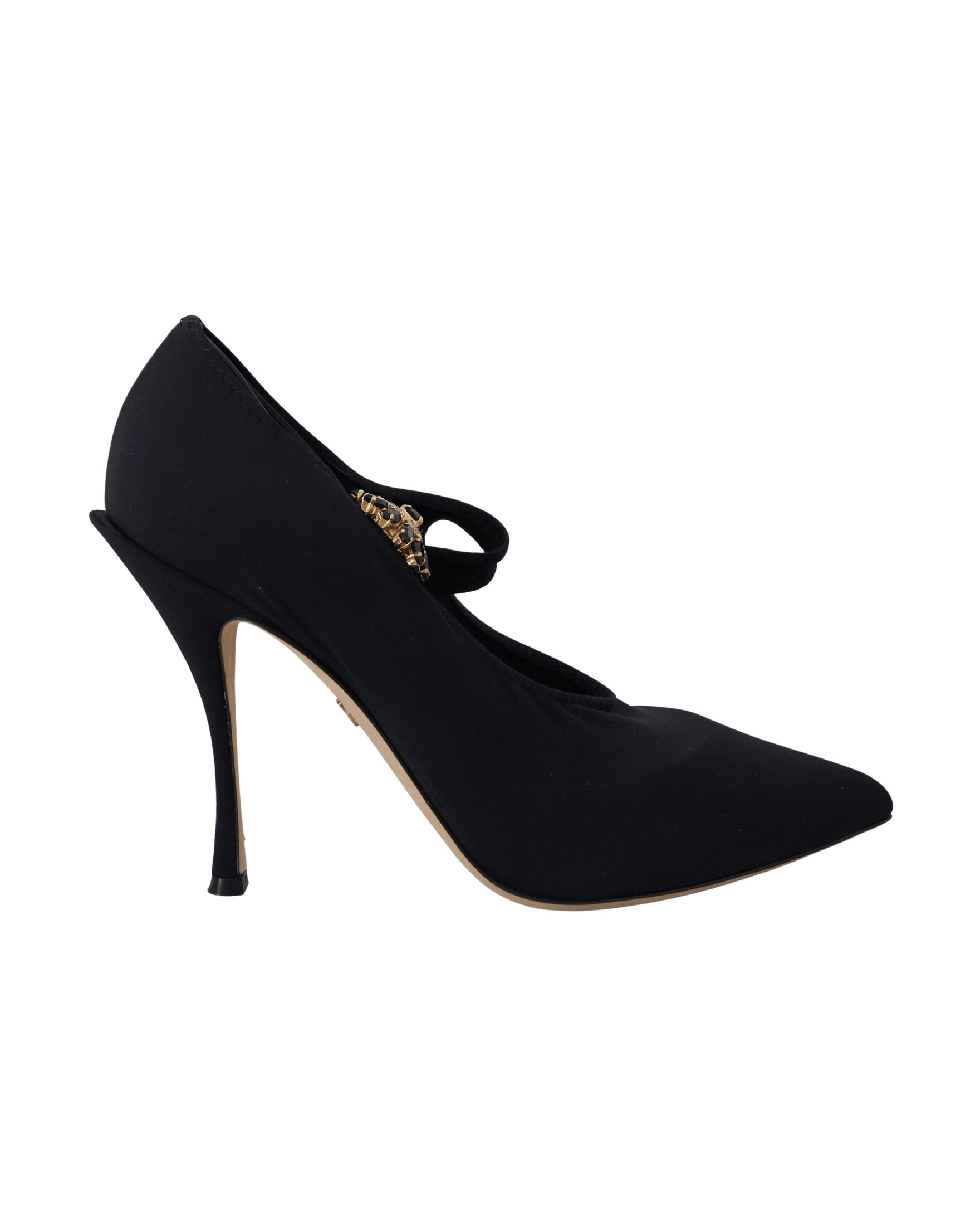 Dolce & Gabbana Black Socks Stretch Crystal Pumps Heels