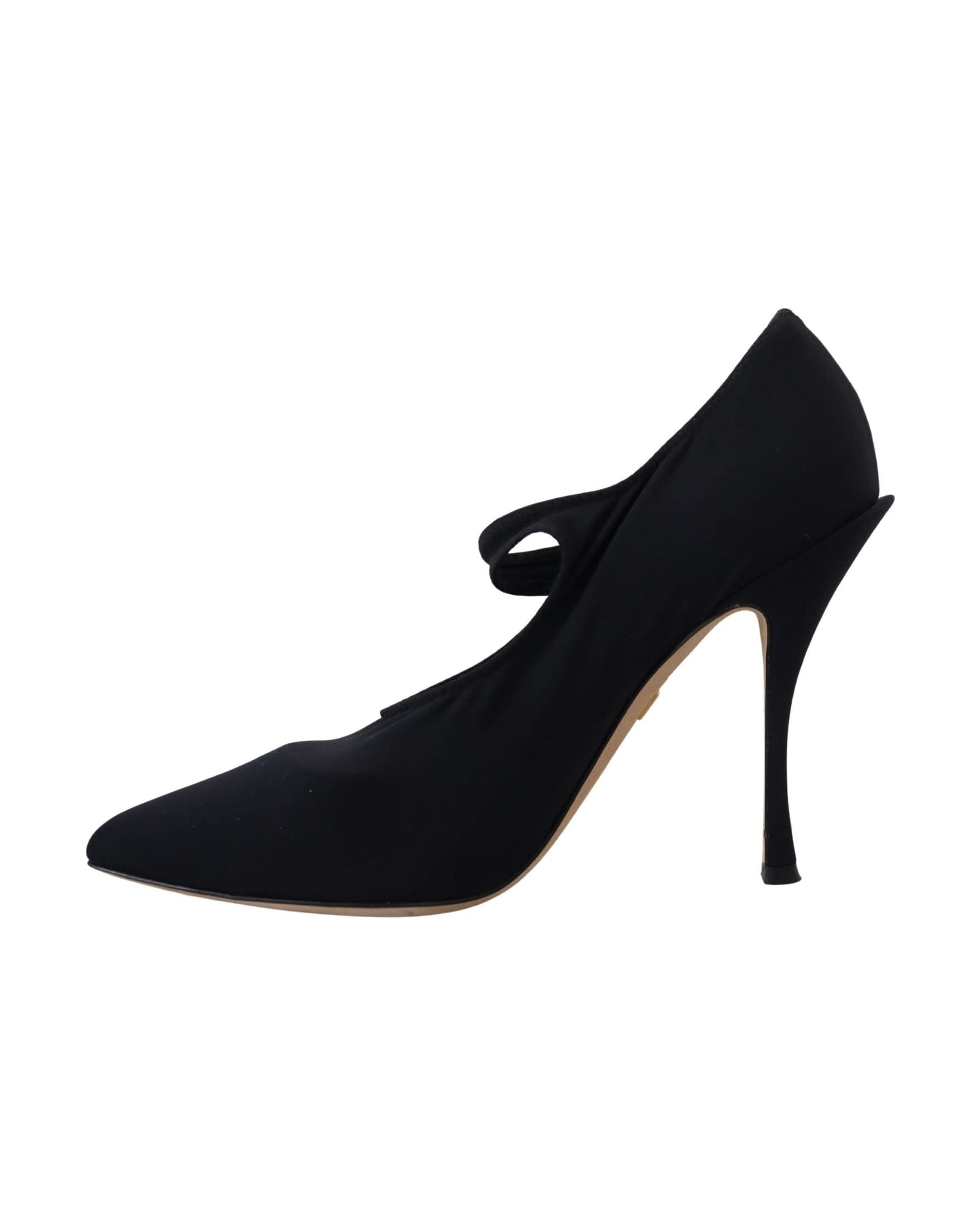 Dolce & Gabbana Black Socks Stretch Crystal Pumps Heels