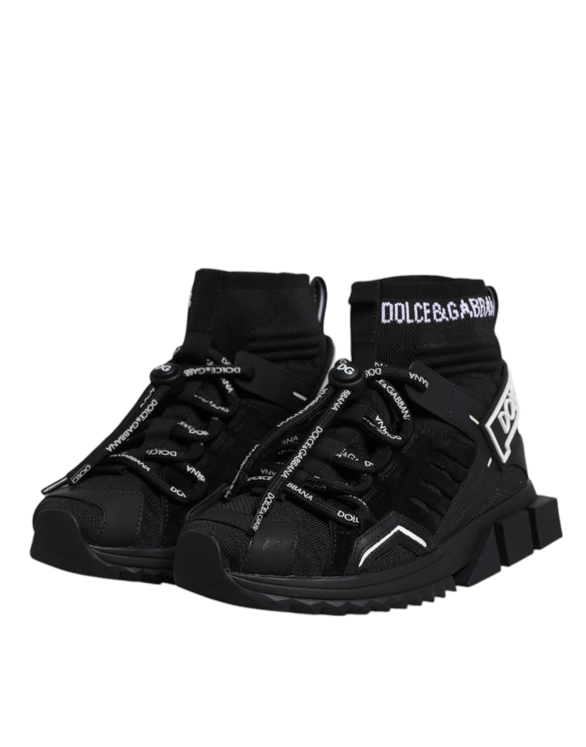 Dolce & Gabbana Black Sorrento Socks Logo Sneakers Shoes Glam Steals
