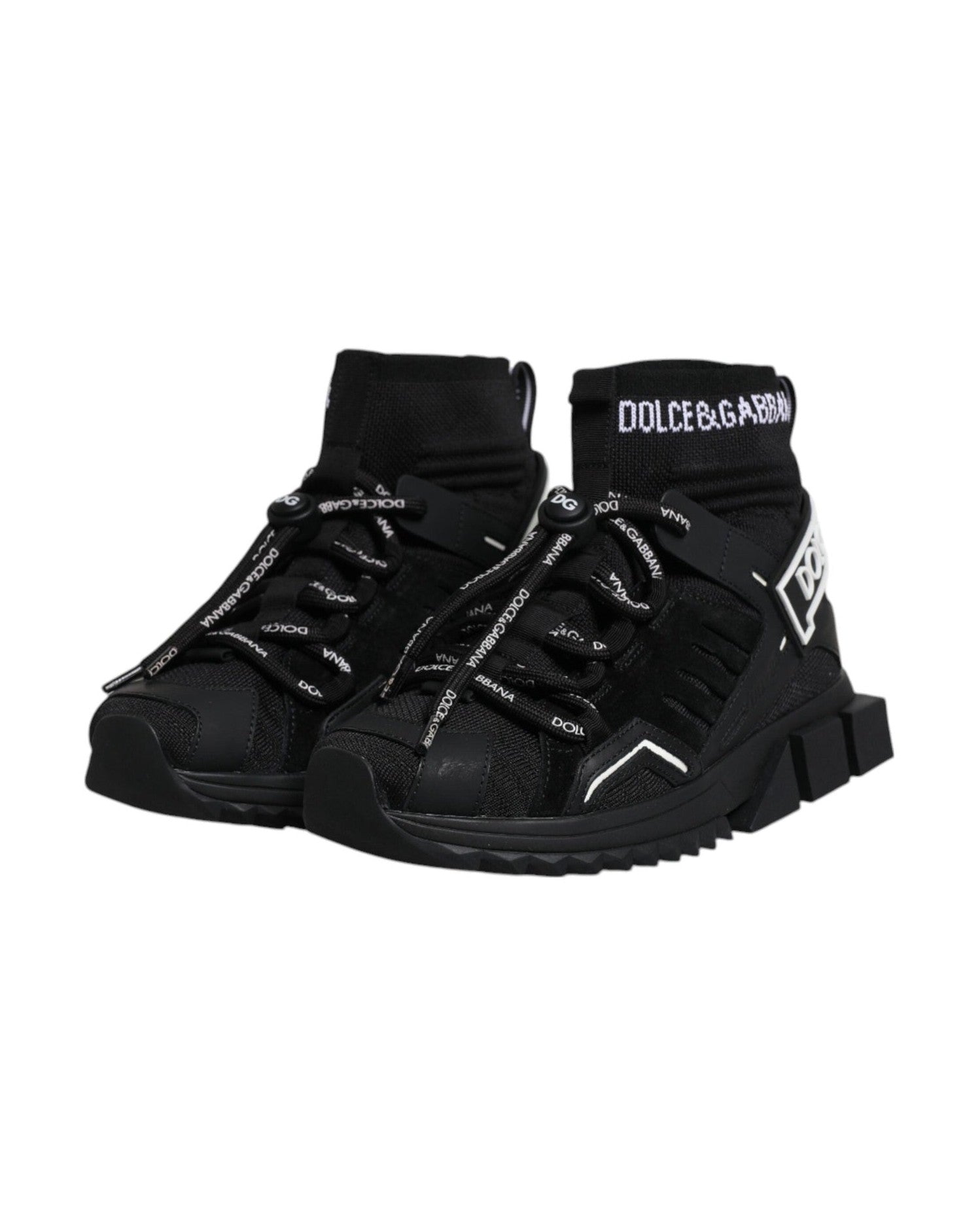Dolce & Gabbana Black Sorrento Socks Logo Sneakers Shoes Glam Steals