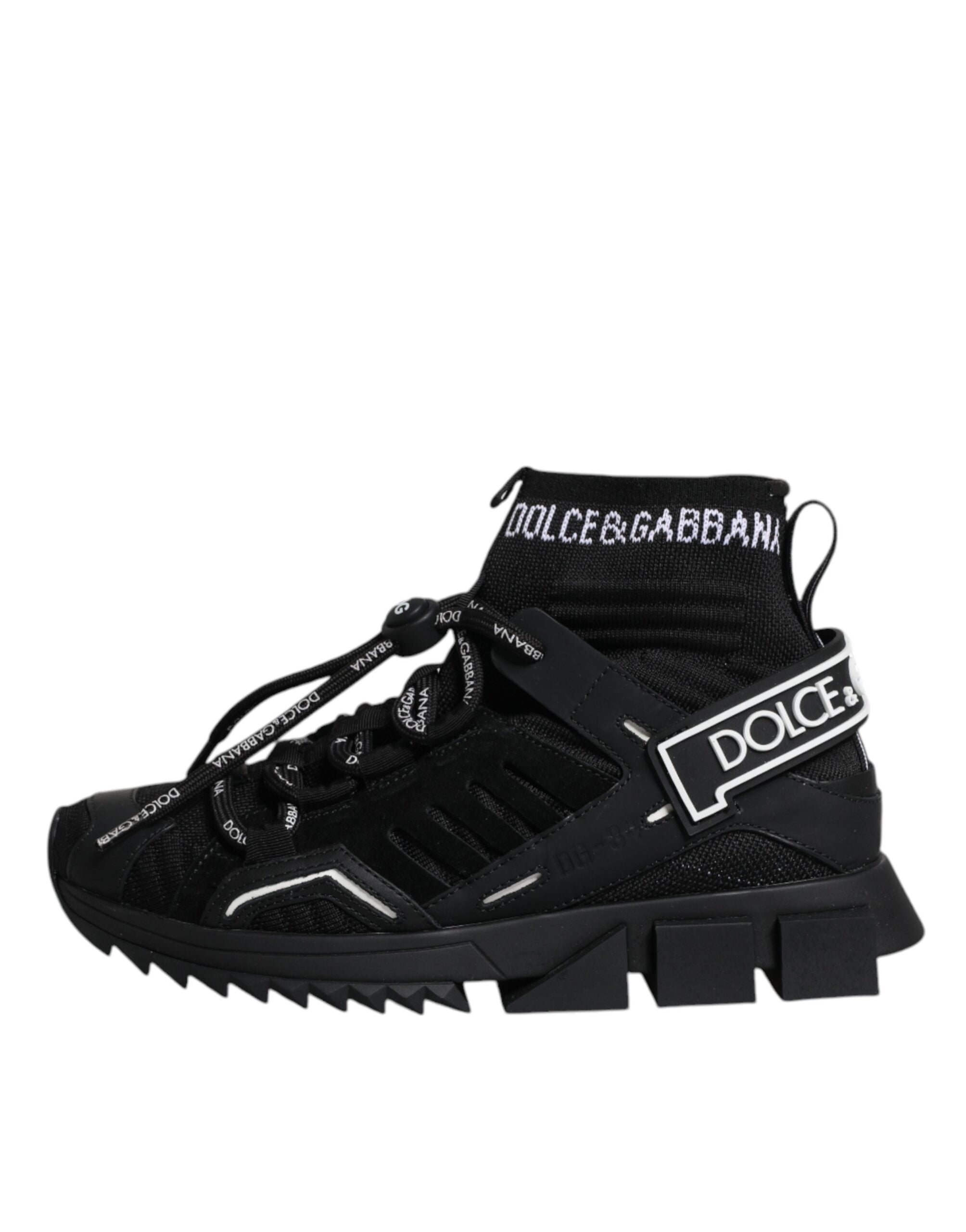 Dolce & Gabbana Black Sorrento Socks Logo Sneakers Shoes Glam Steals