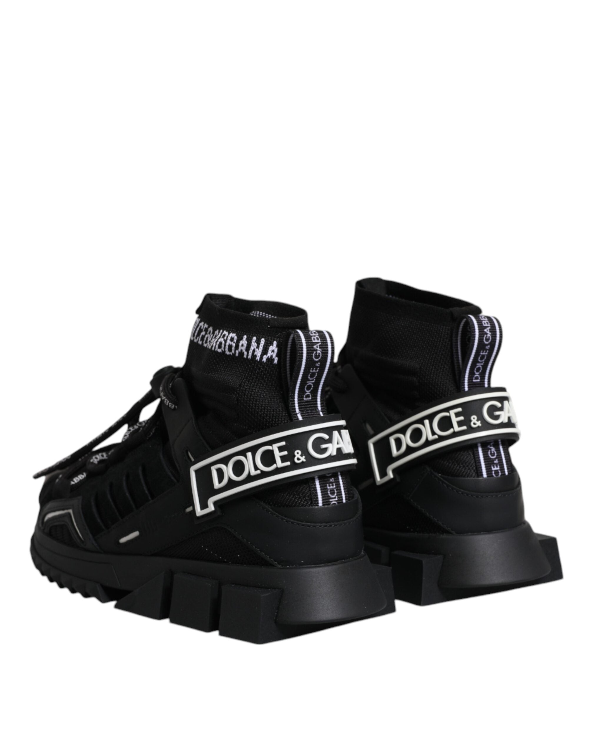 Dolce & Gabbana Black Sorrento Socks Logo Sneakers Shoes Glam Steals