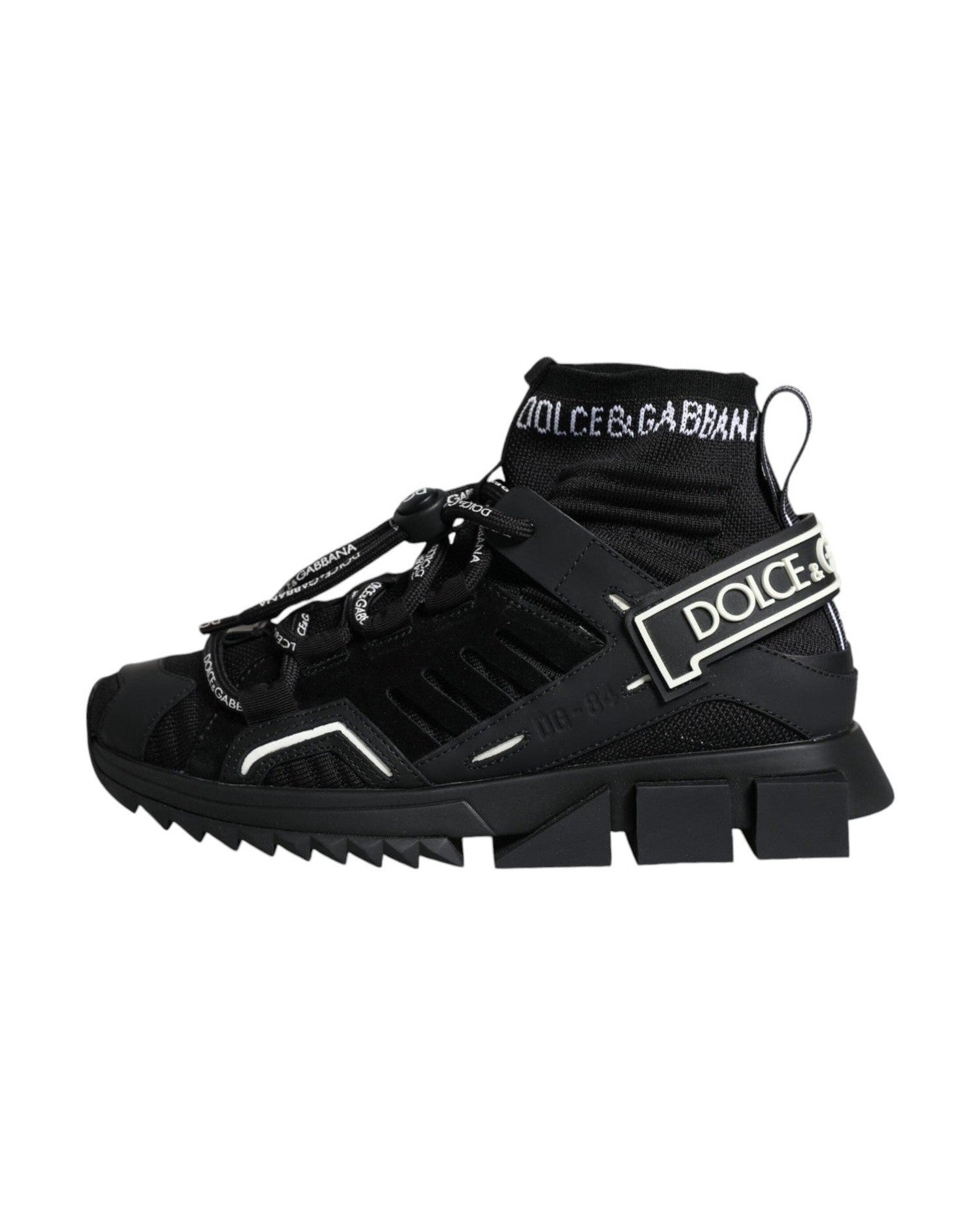 Dolce & Gabbana Black Sorrento Socks Logo Sneakers Shoes Glam Steals
