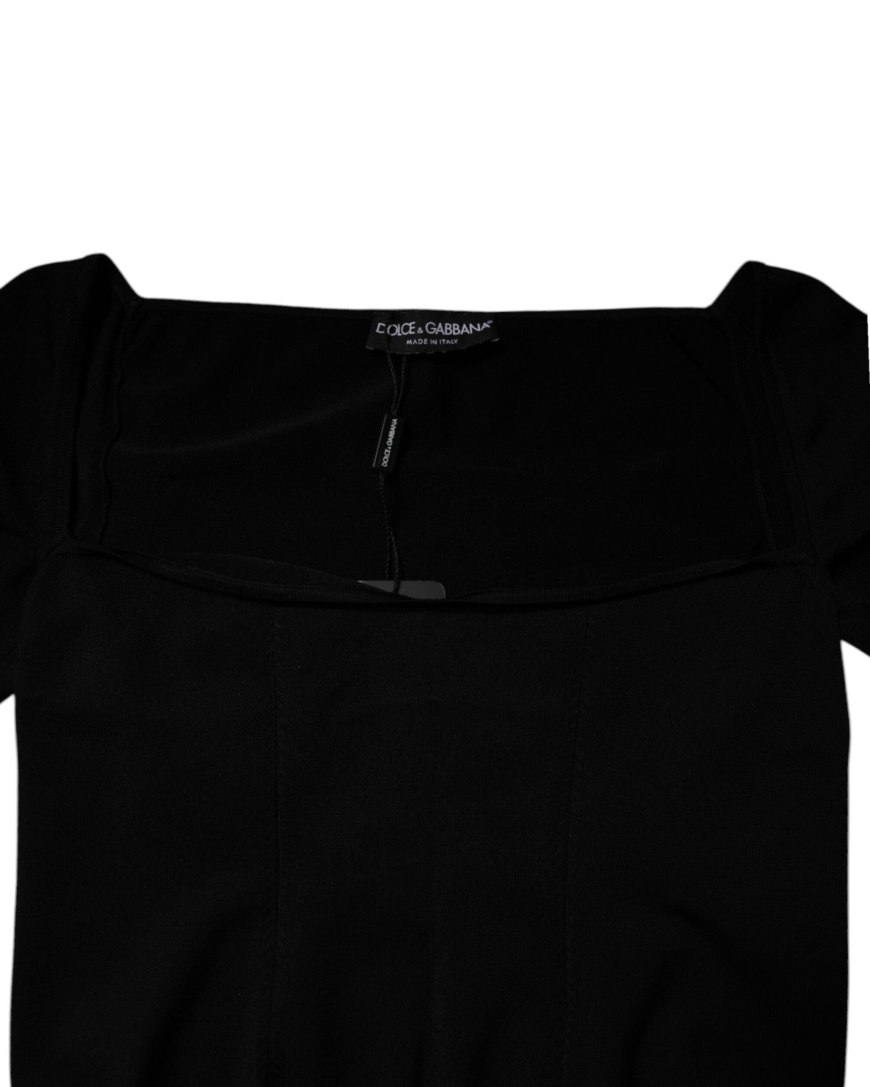 Dolce & Gabbana Black Square Neckline Long Sleeves Sweater Glam Steals