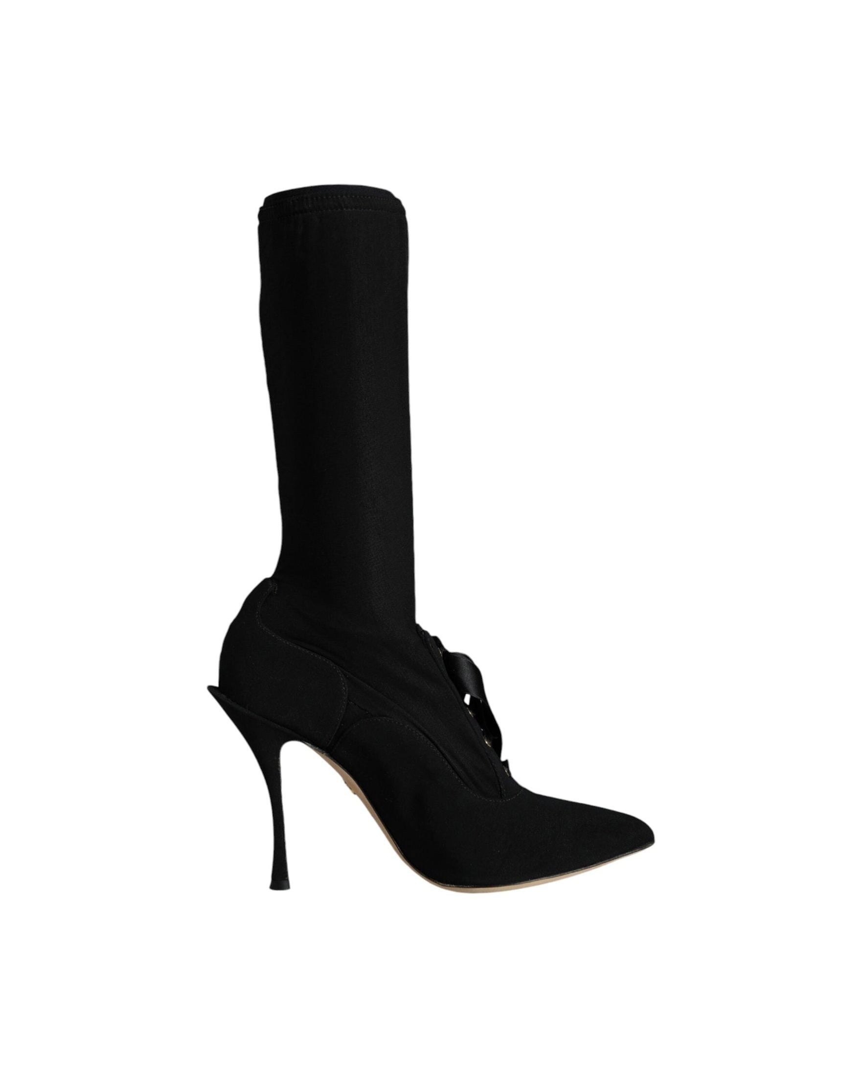 Dolce & Gabbana Black Stiletto Heels Mid Calf Boots Shoes Glam Steals