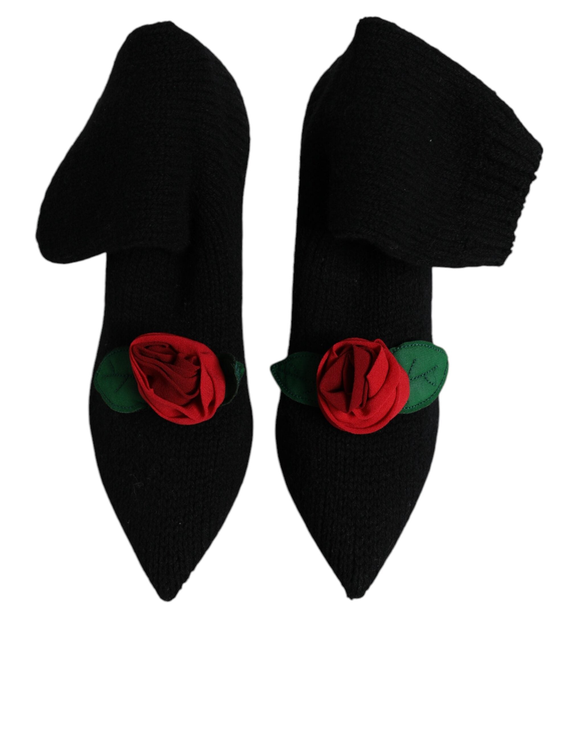 Dolce & Gabbana Black Stiletto Heels Mid Calf Boots Shoes Glam Steals