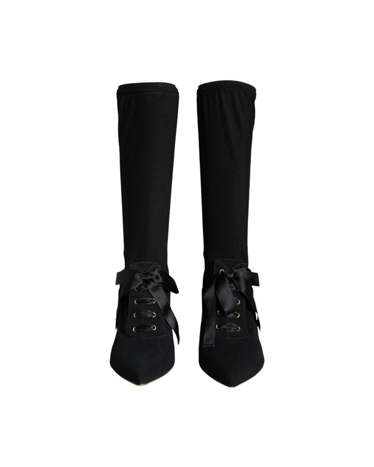 Dolce & Gabbana Black Stiletto Heels Mid Calf Boots Shoes Glam Steals