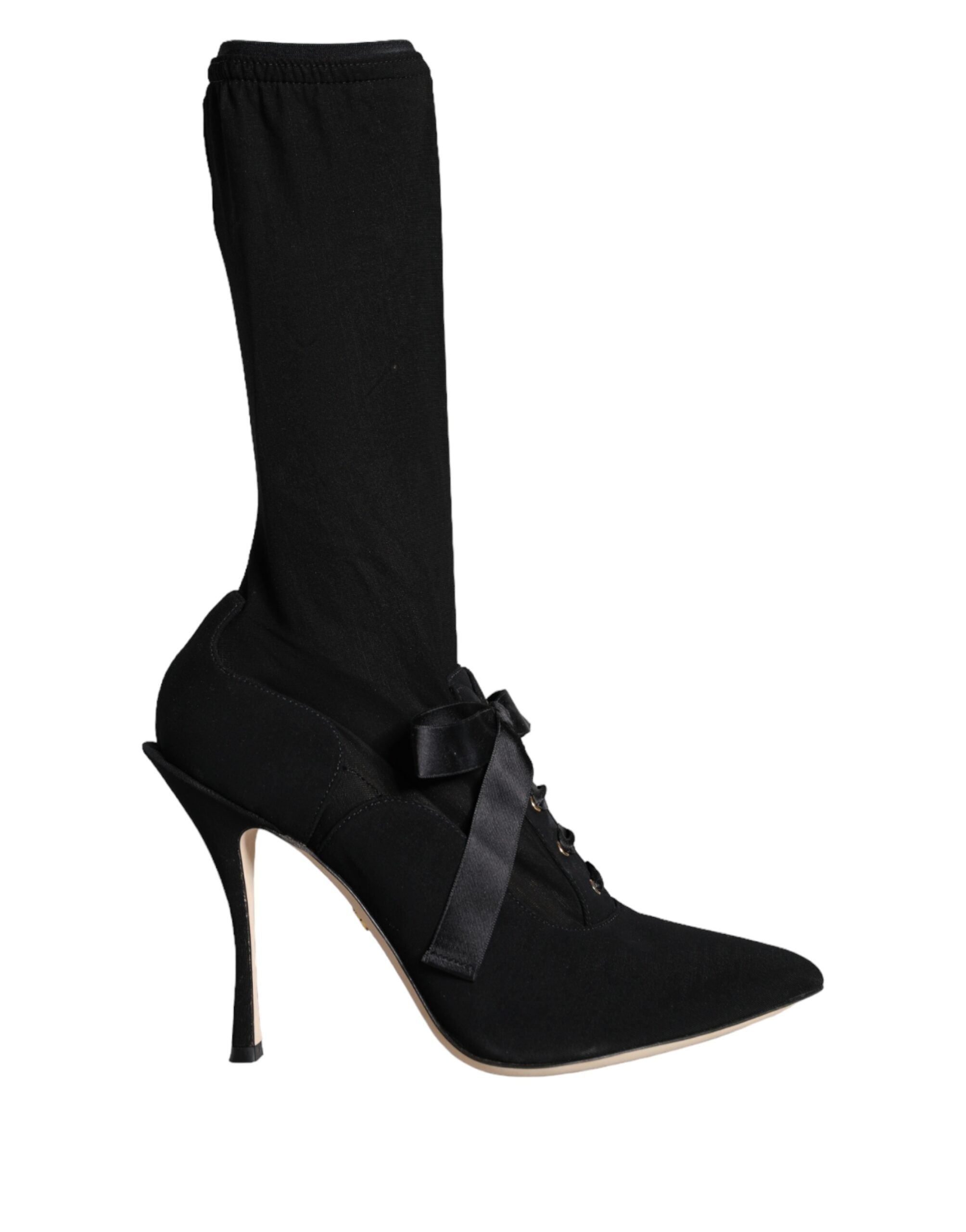 Dolce & Gabbana Black Stiletto Heels Mid Calf Boots Shoes Glam Steals