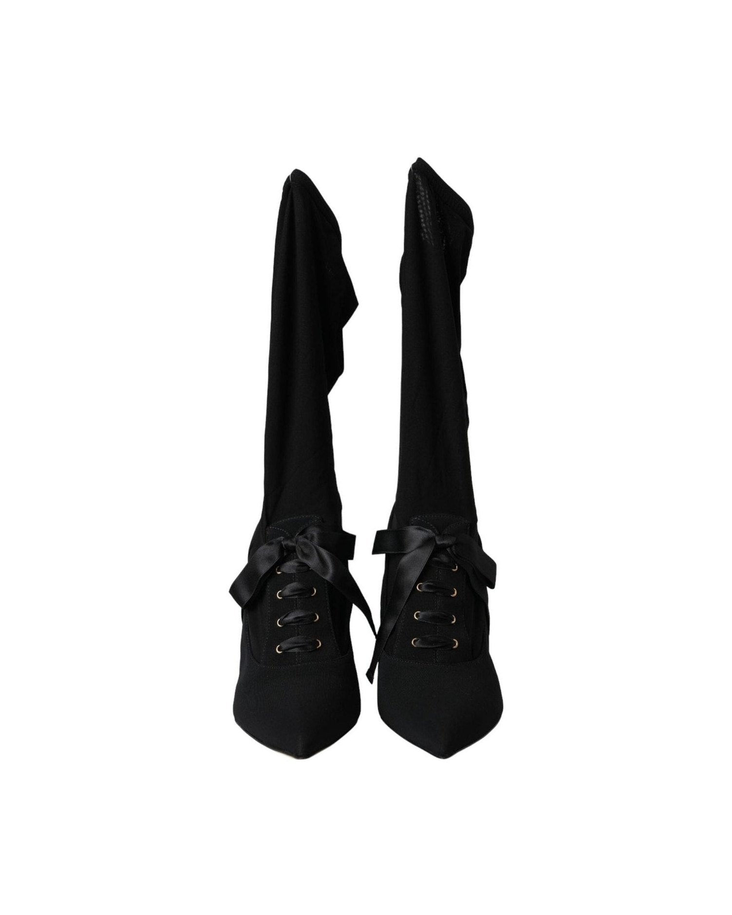 Dolce & Gabbana Black Stiletto Heels Mid Calf Boots Shoes Glam Steals