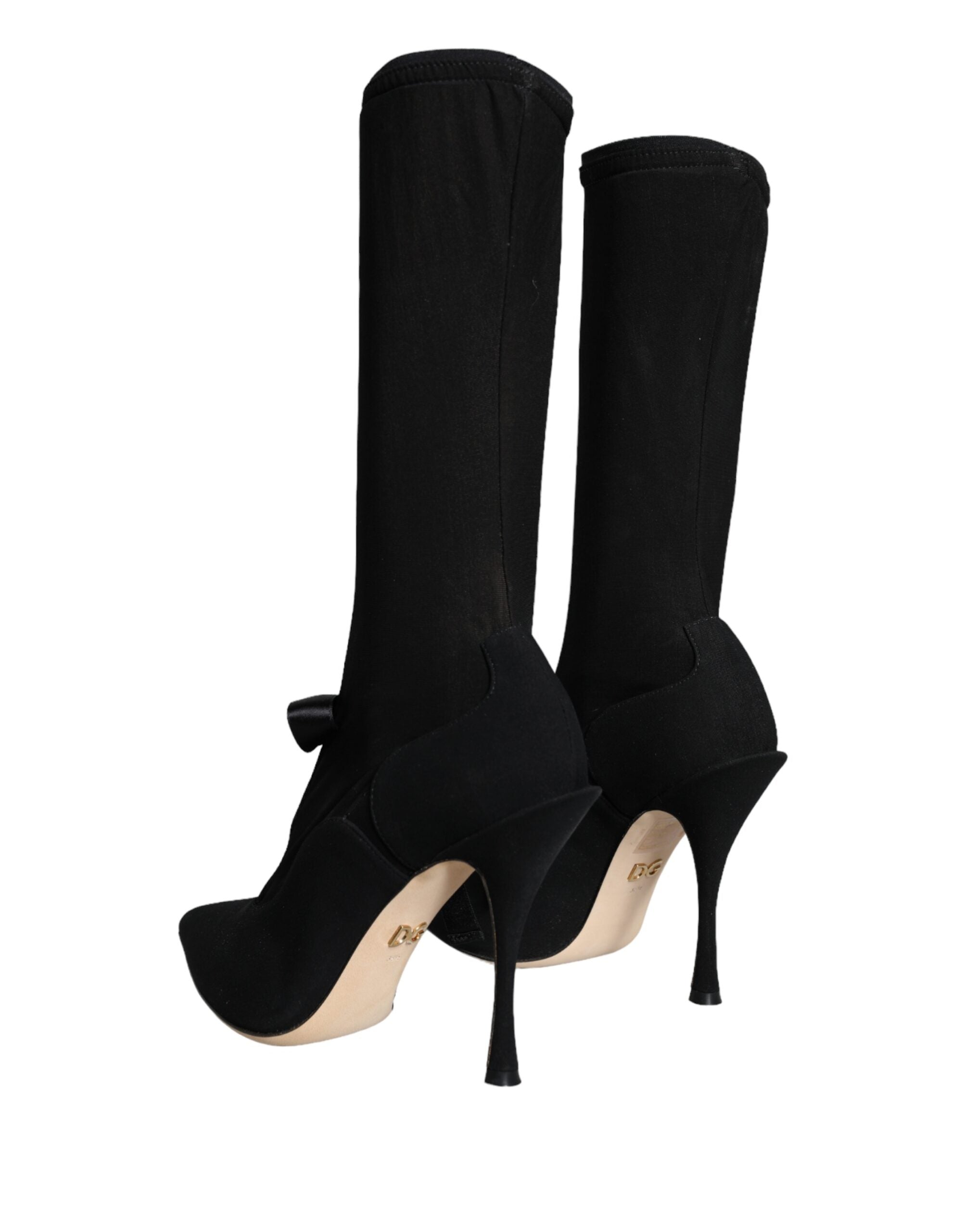 Dolce & Gabbana Black Stiletto Heels Mid Calf Boots Shoes Glam Steals