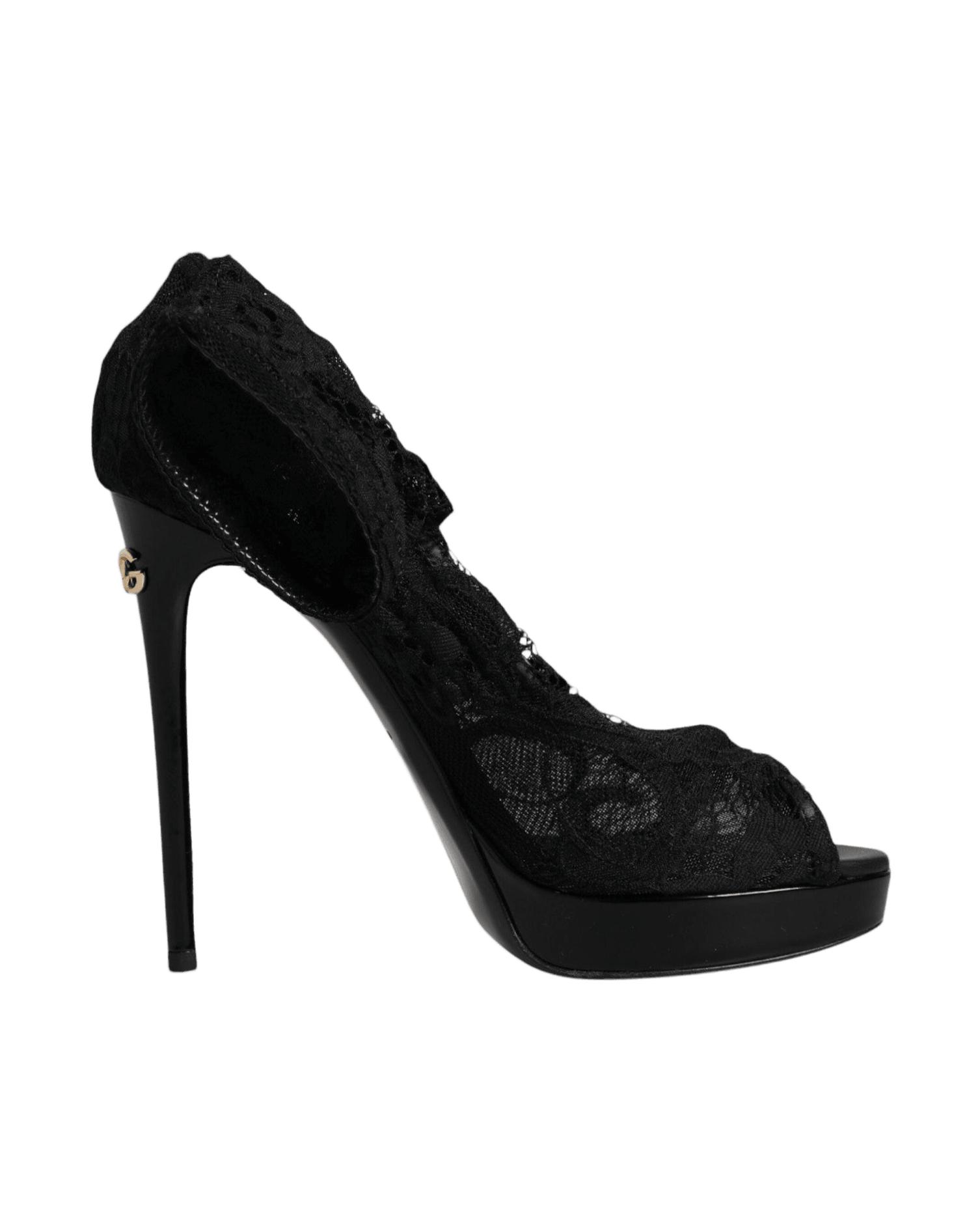 Dolce & Gabbana Black Stretch Taormina Lace Boots Shoes Boots