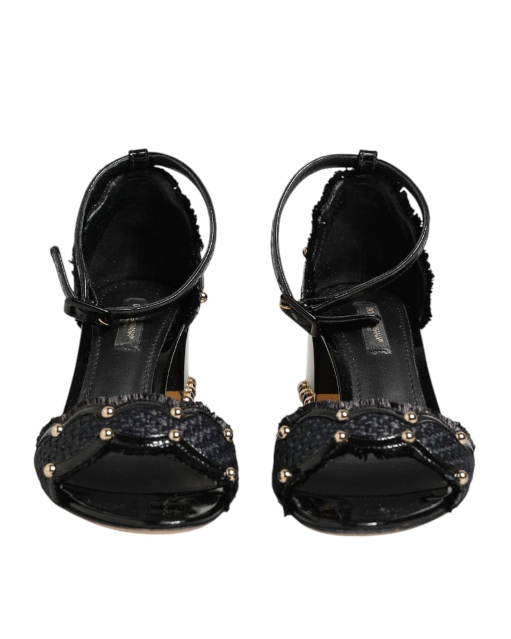 Dolce & Gabbana Black Studded Ankle Strap Sandals Shoes Glam Steals