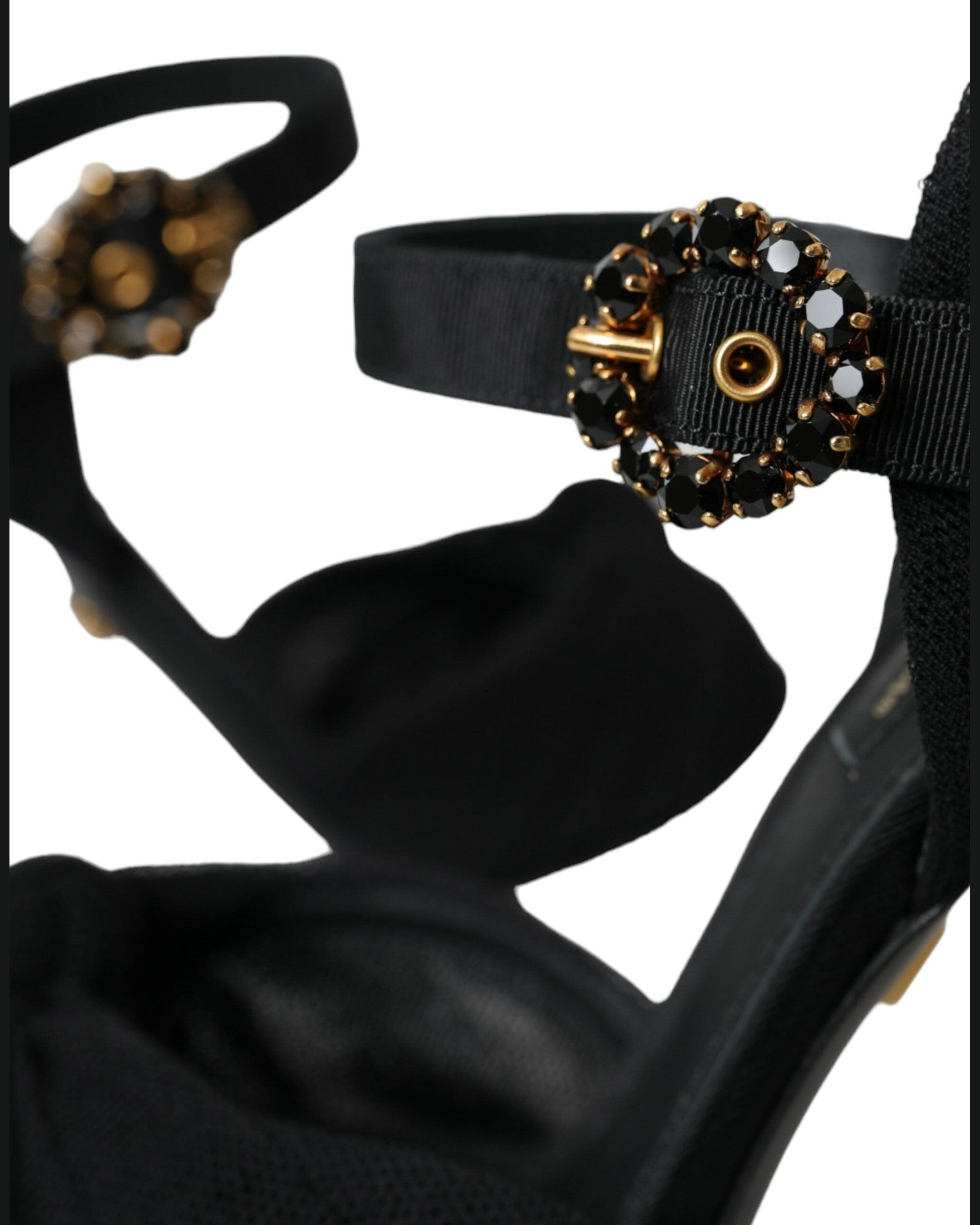 Dolce & Gabbana Black Suede Embellished Heels Sandals Shoes Glam Steals