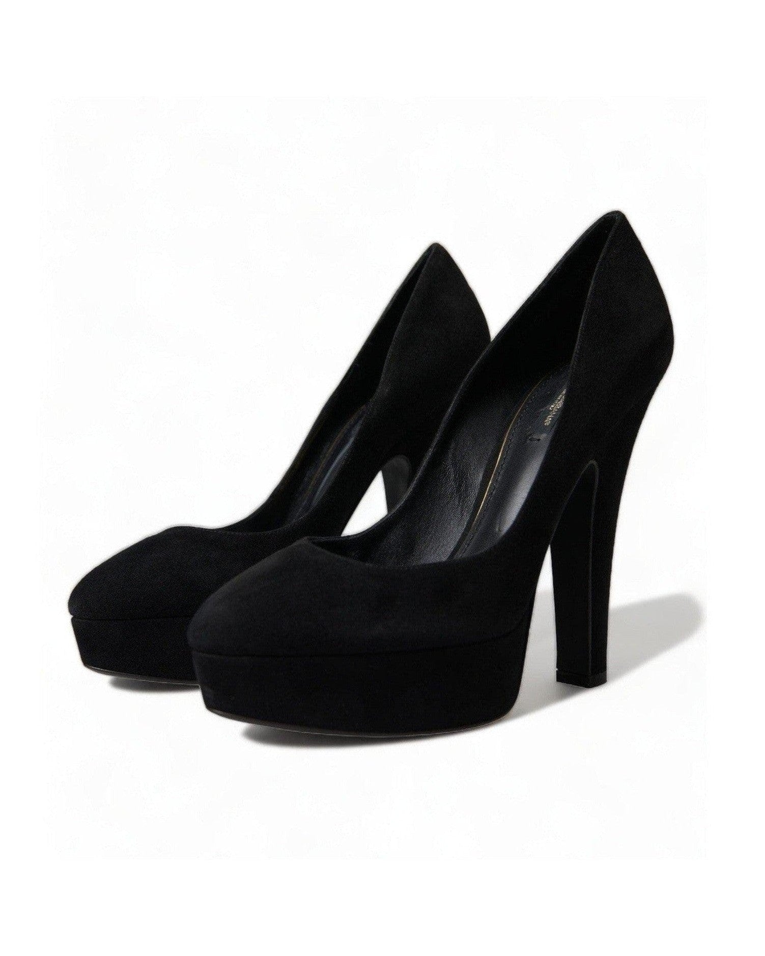 Dolce & Gabbana Black Suede Heeled Pumps Sophistication Heels
