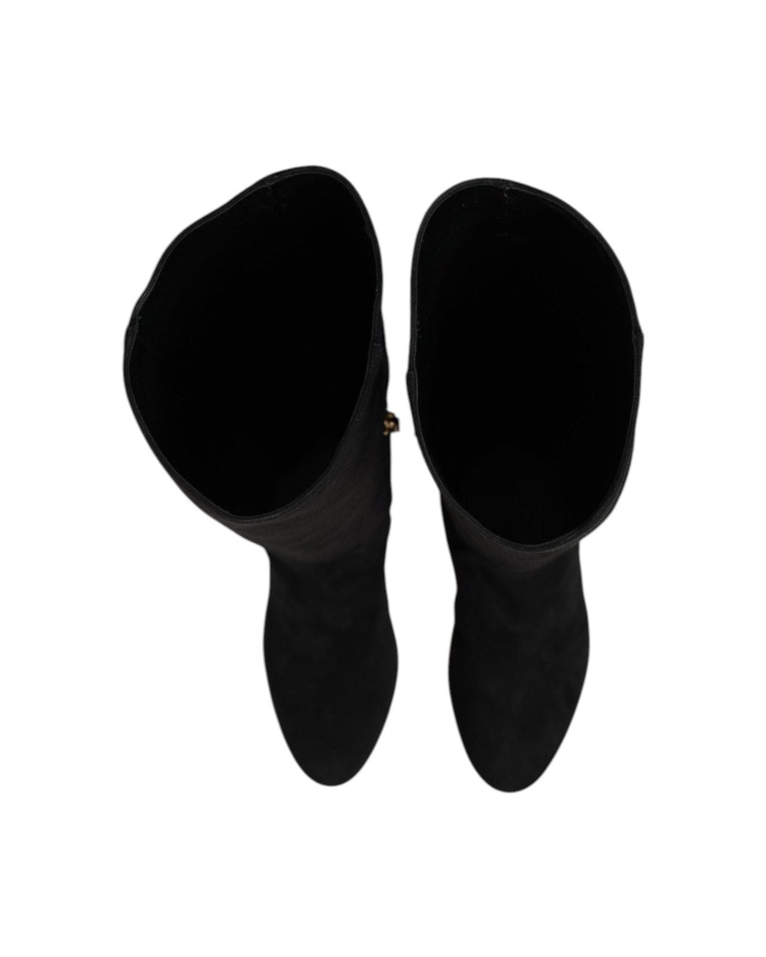 Dolce & Gabbana Black Suede Leather Knee High Boots Shoes Boots