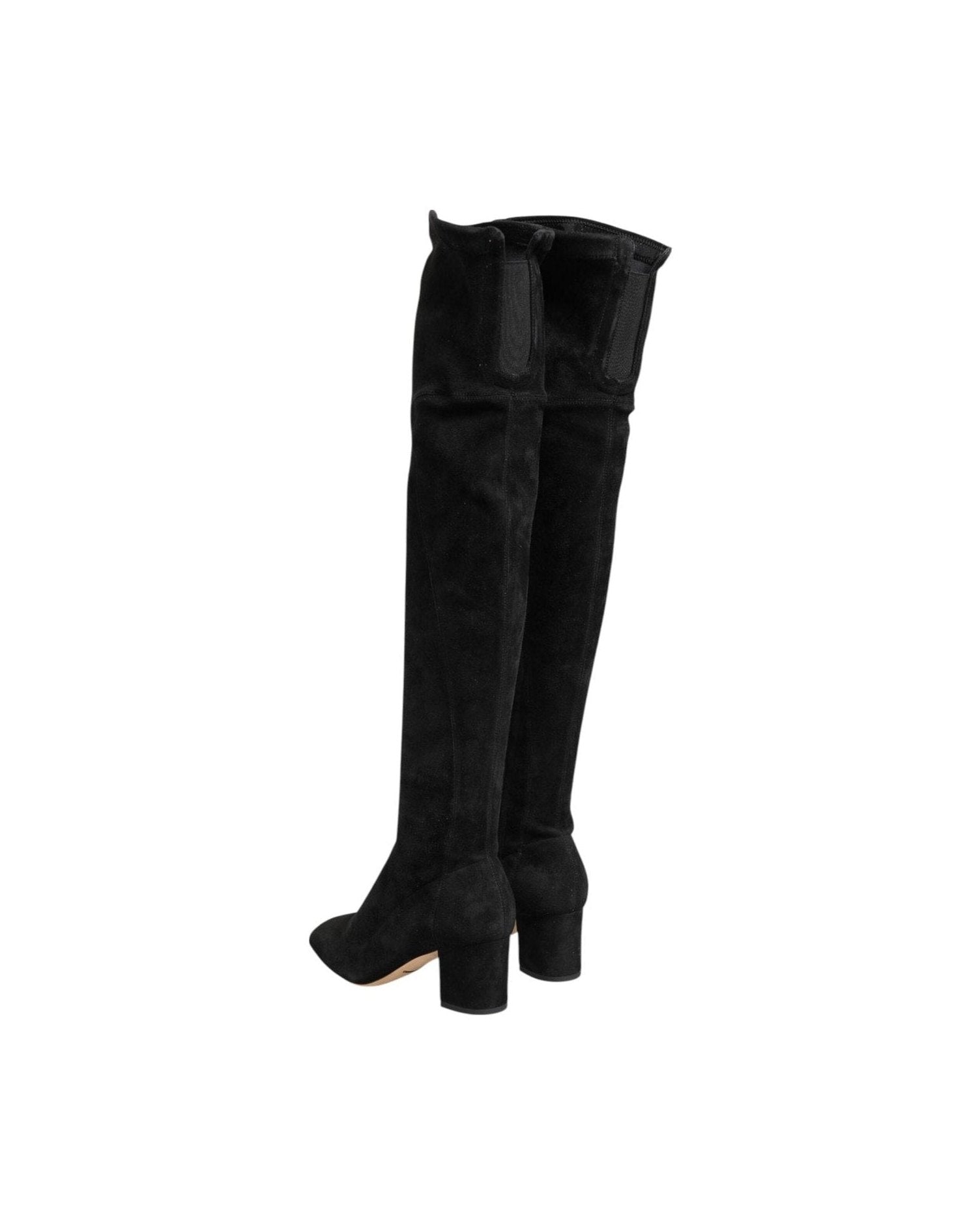 Dolce & Gabbana Black Suede Leather Knee High Boots Shoes Boots