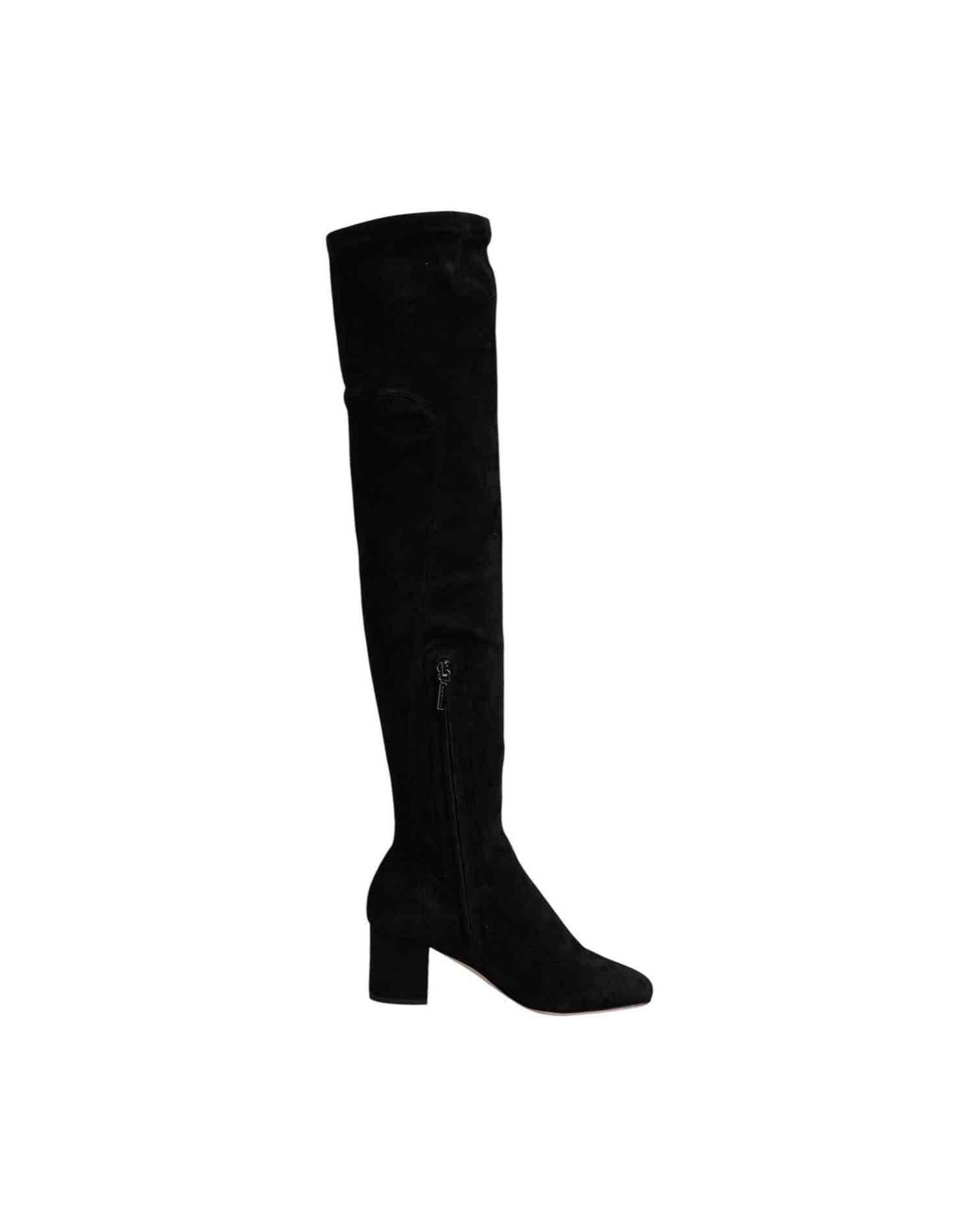 Dolce & Gabbana Black Suede Leather Knee High Boots Shoes Boots