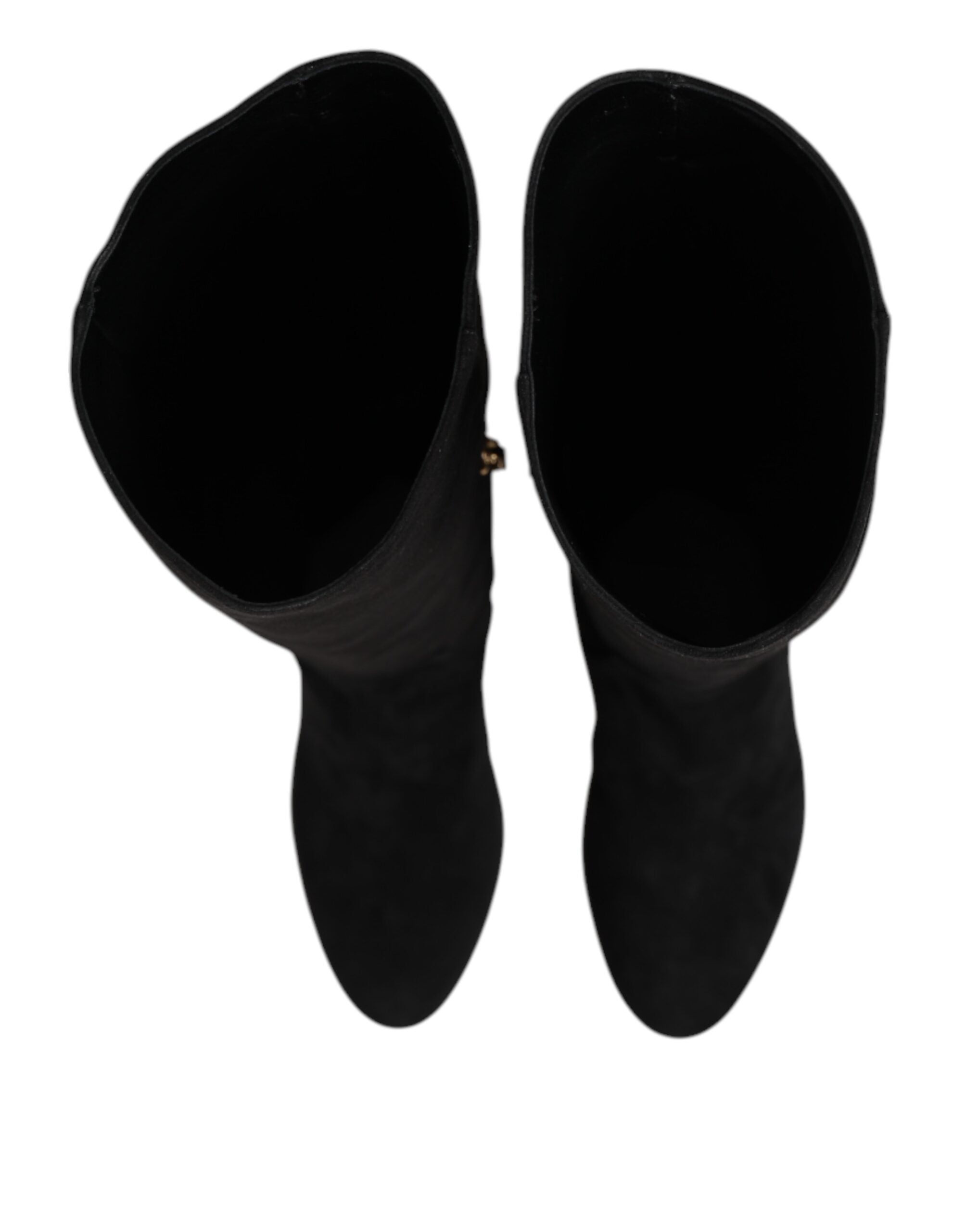 Dolce & Gabbana Black Suede Leather Knee High Boots Shoes Glam Steals