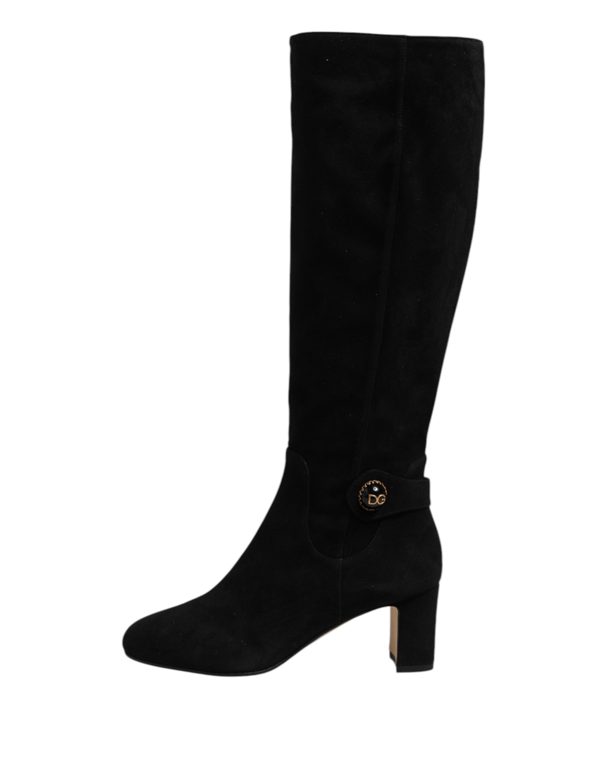 Dolce & Gabbana Black Suede Leather Knee High Boots Shoes Glam Steals