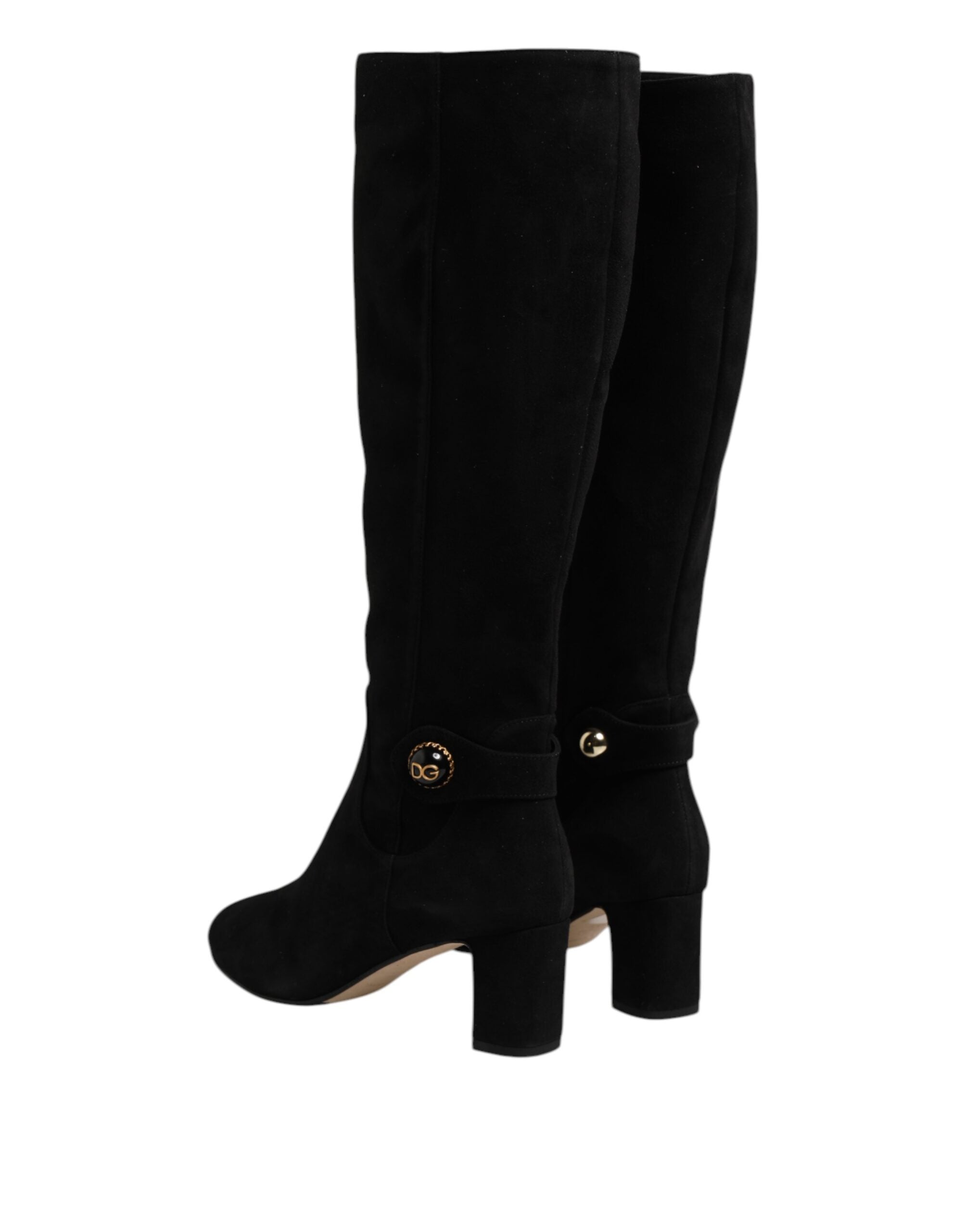 Dolce & Gabbana Black Suede Leather Knee High Boots Shoes Glam Steals
